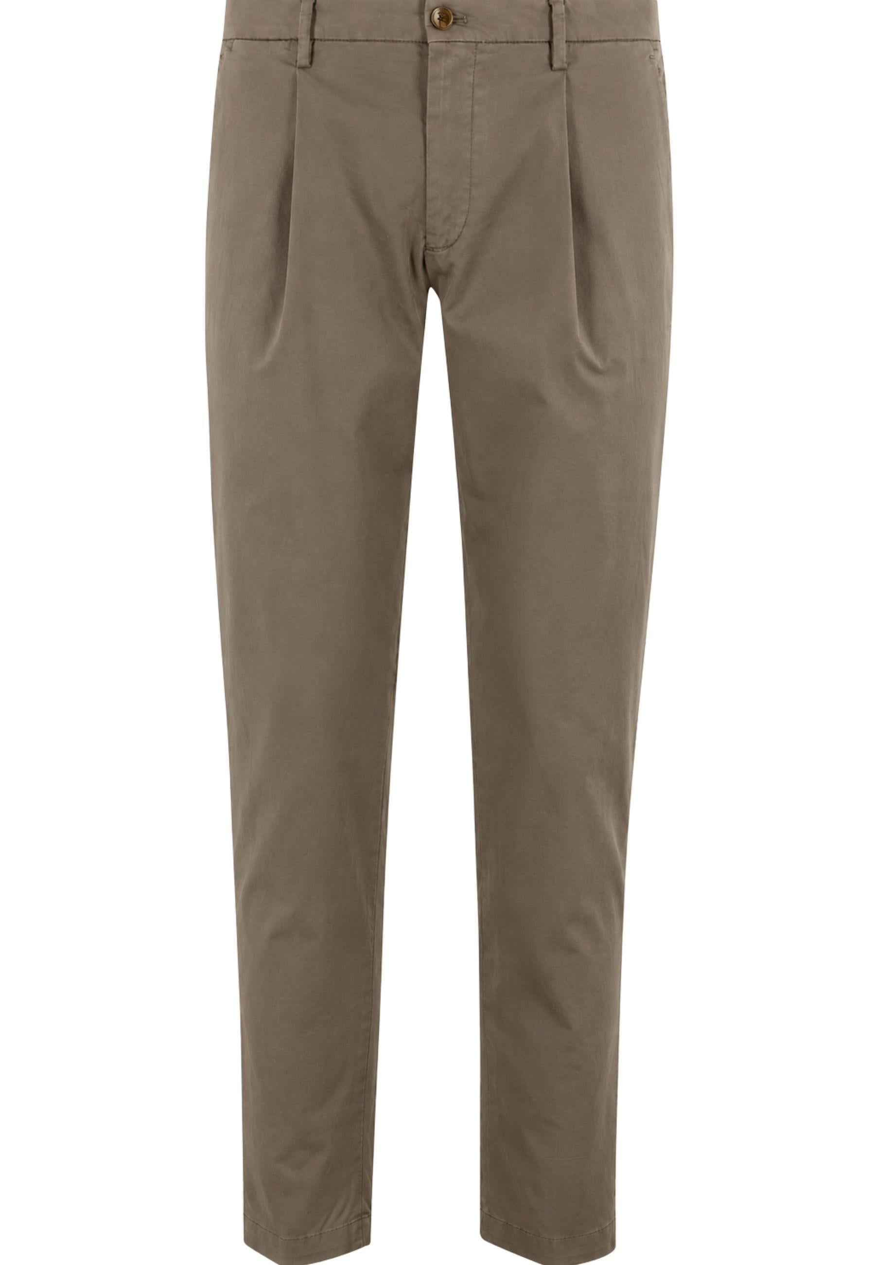 Pantalone Tiberio Briglia in cotone stretch colore fango