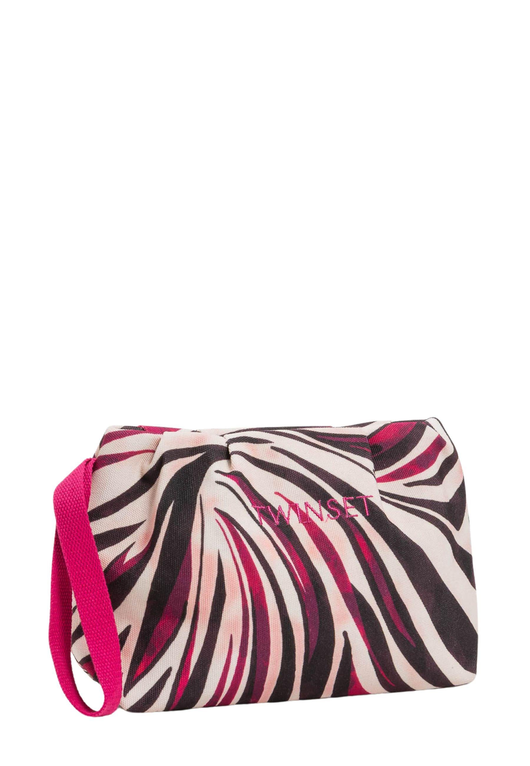 Pochette Zebra in Canvas di Cotone con Zip