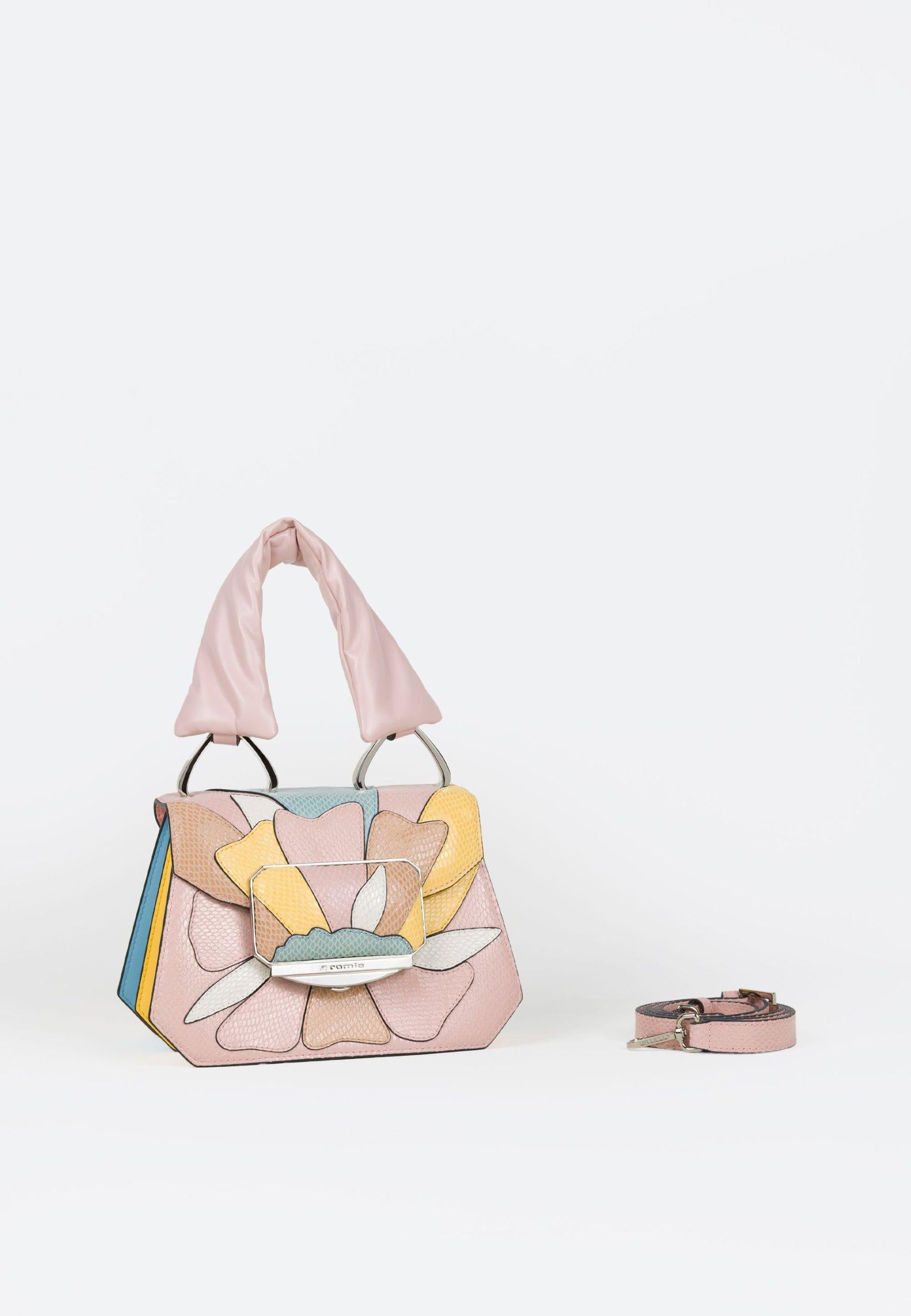 Borsa a mano OASI IBISCO in vitello stampa pitone multicolor
