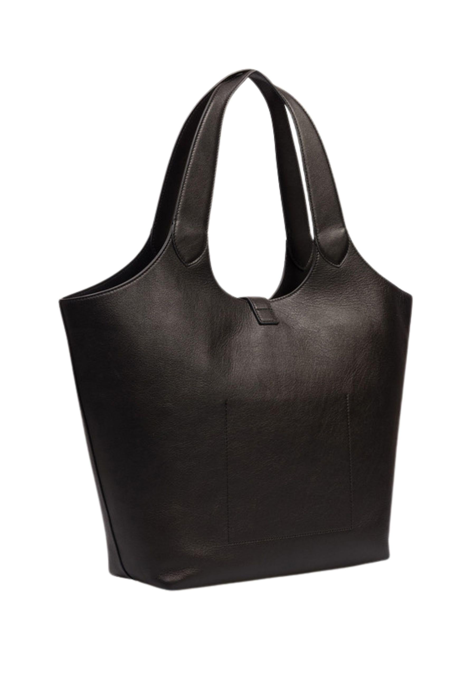 Borsa Tote Grande in Vera Pelle con Chiusura a Moschettone