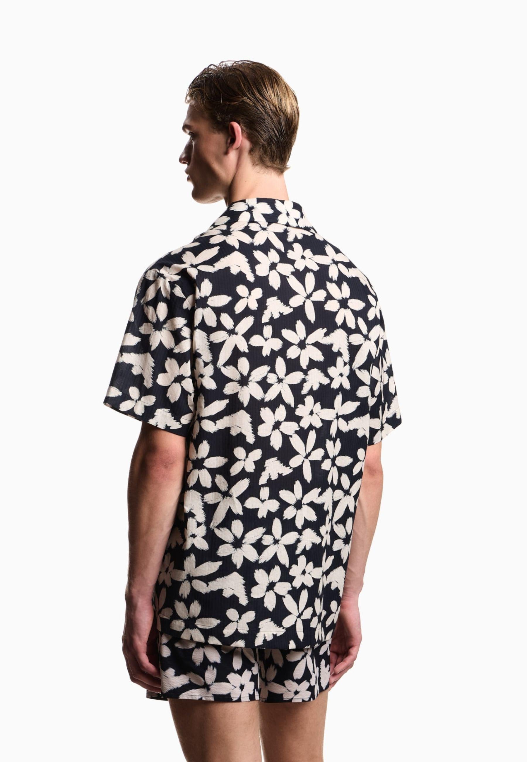 EMPORIO ARMANI - Camicia Beachwear Fantasia Flower Eagle