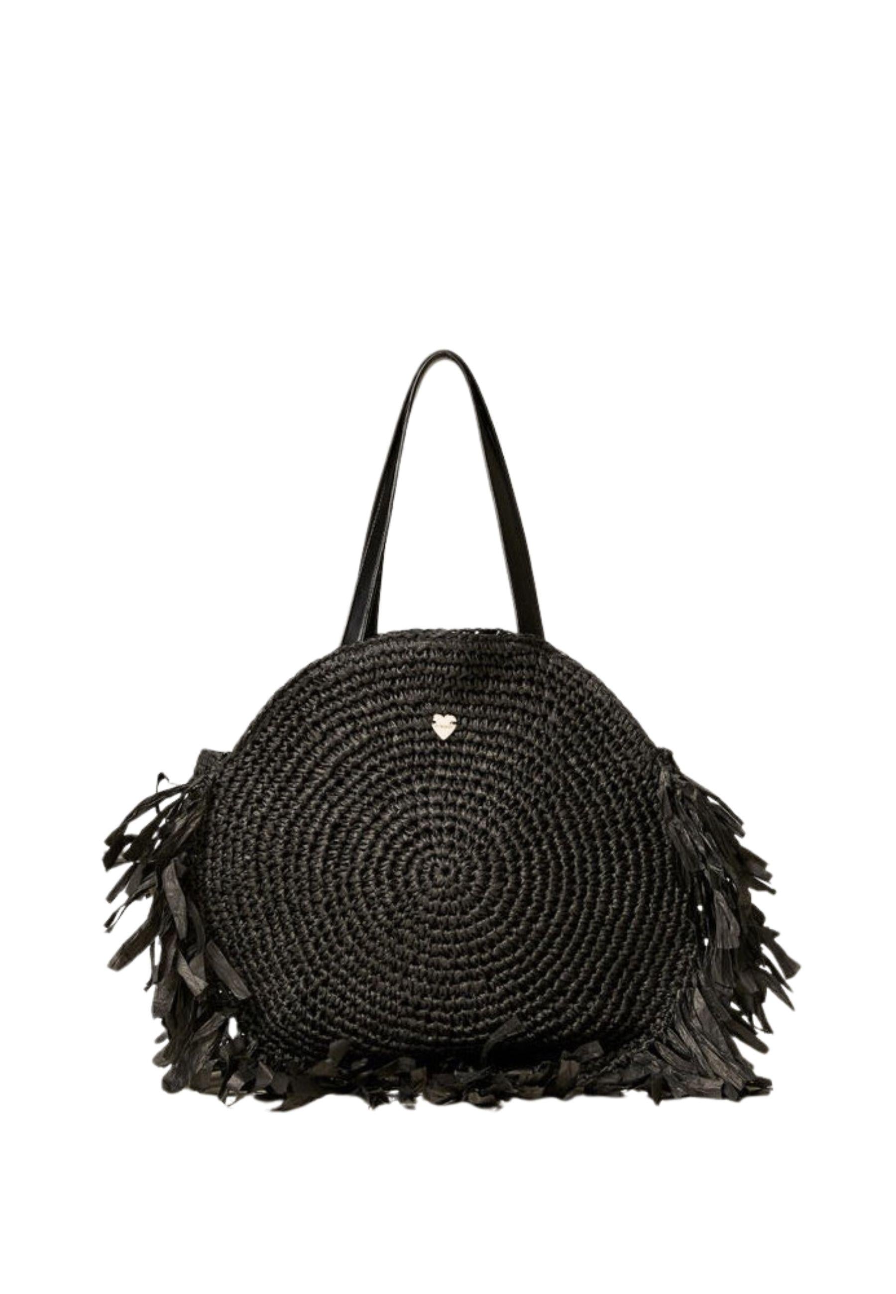Borsa Shopper Tonda Twinset in Rafia con Frange