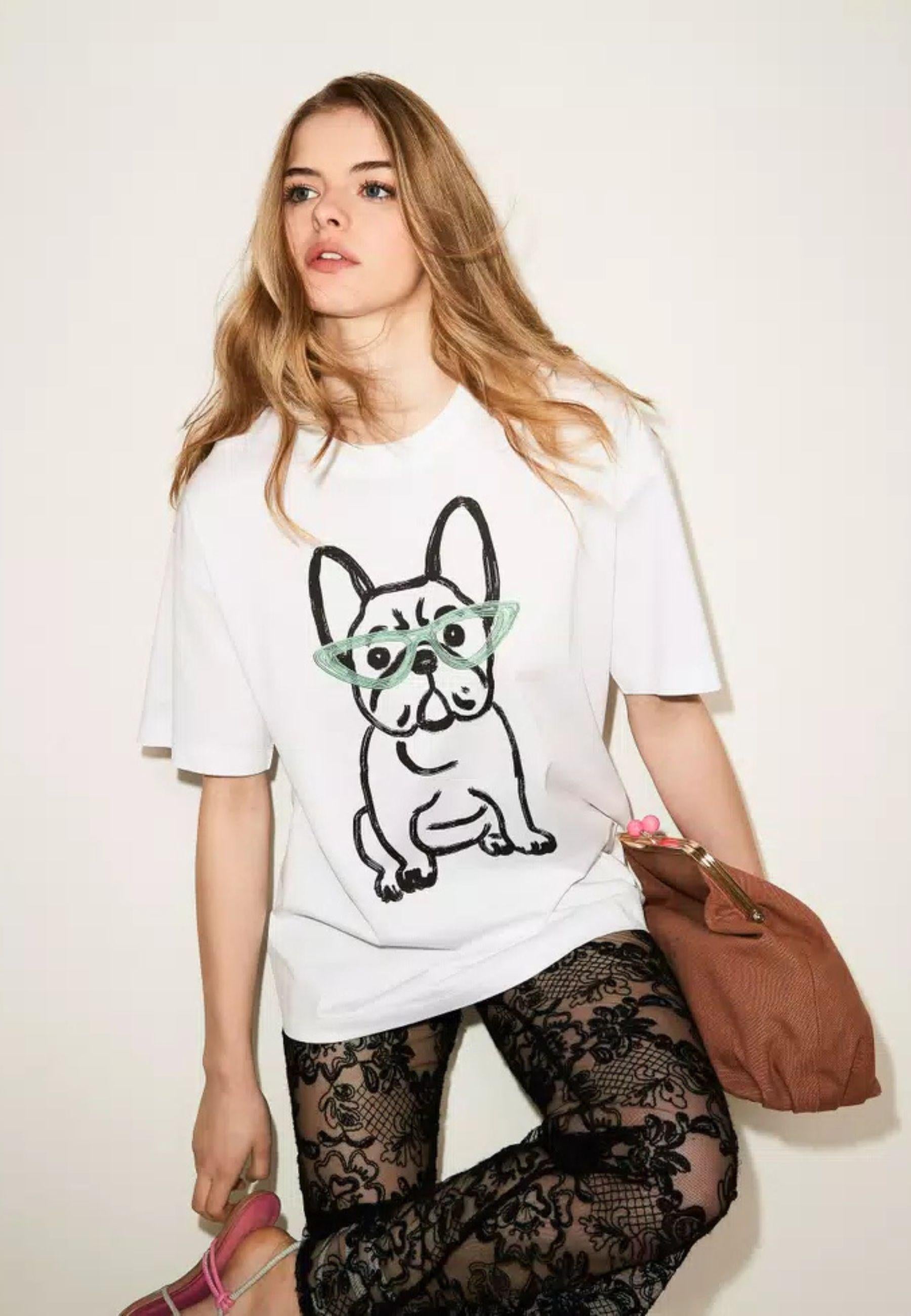 T-shirt Over Twinset Actitude x Myfo - stampa "Papers Bulldog"