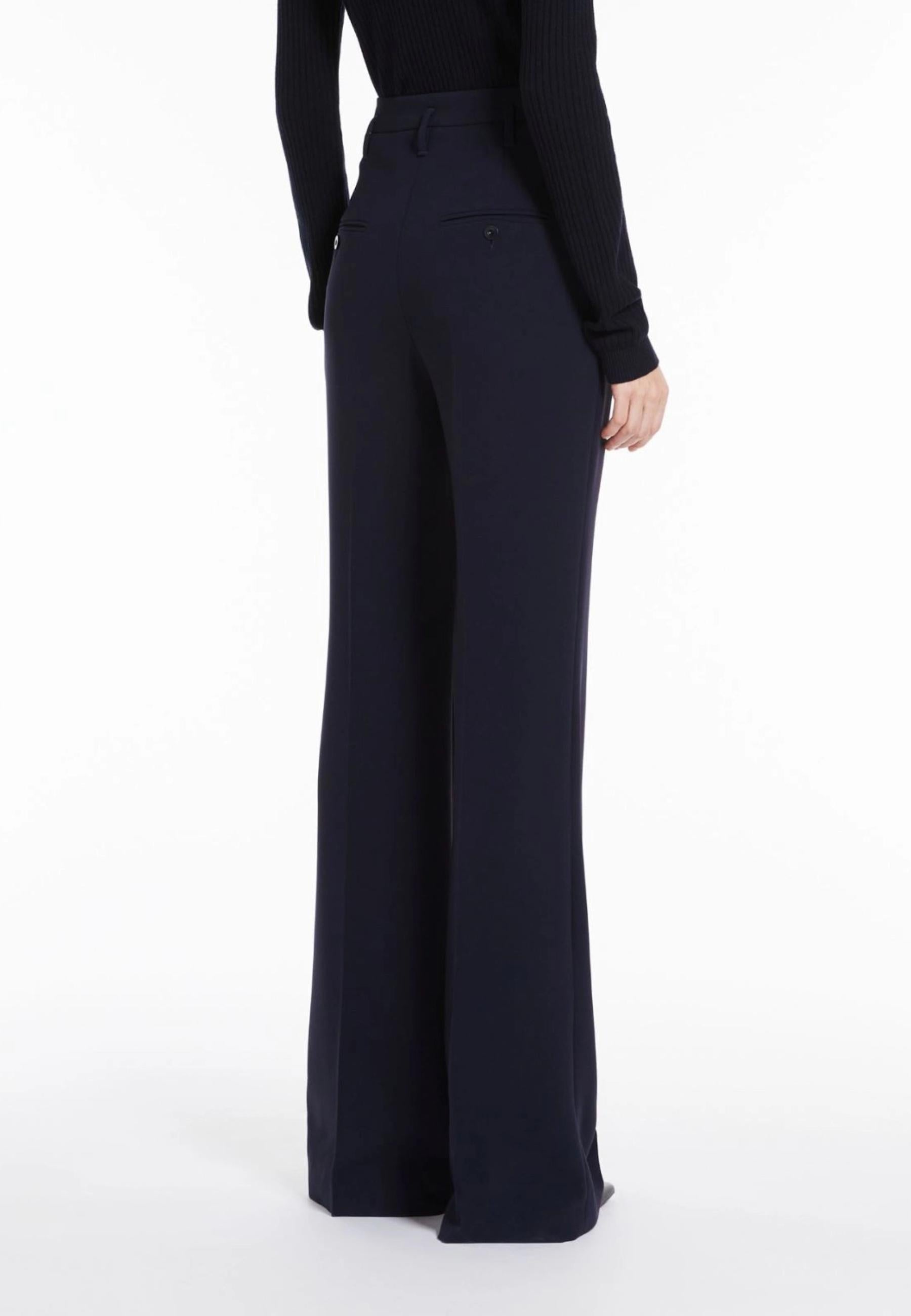 Max Mara Studio - Pantalone a zampa in cady blu