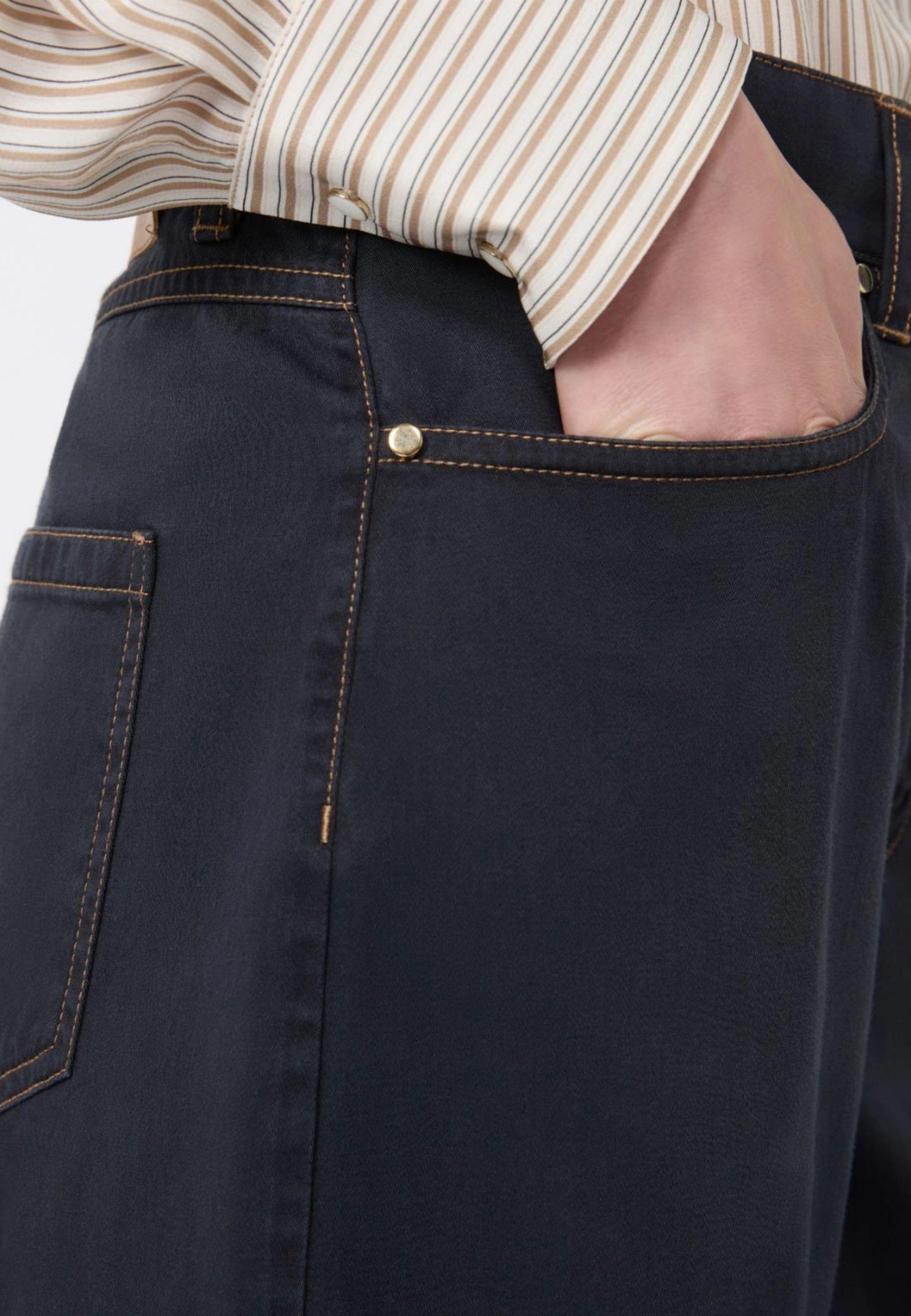 Max Mara - Pantalone baggy in raso di cotone blu