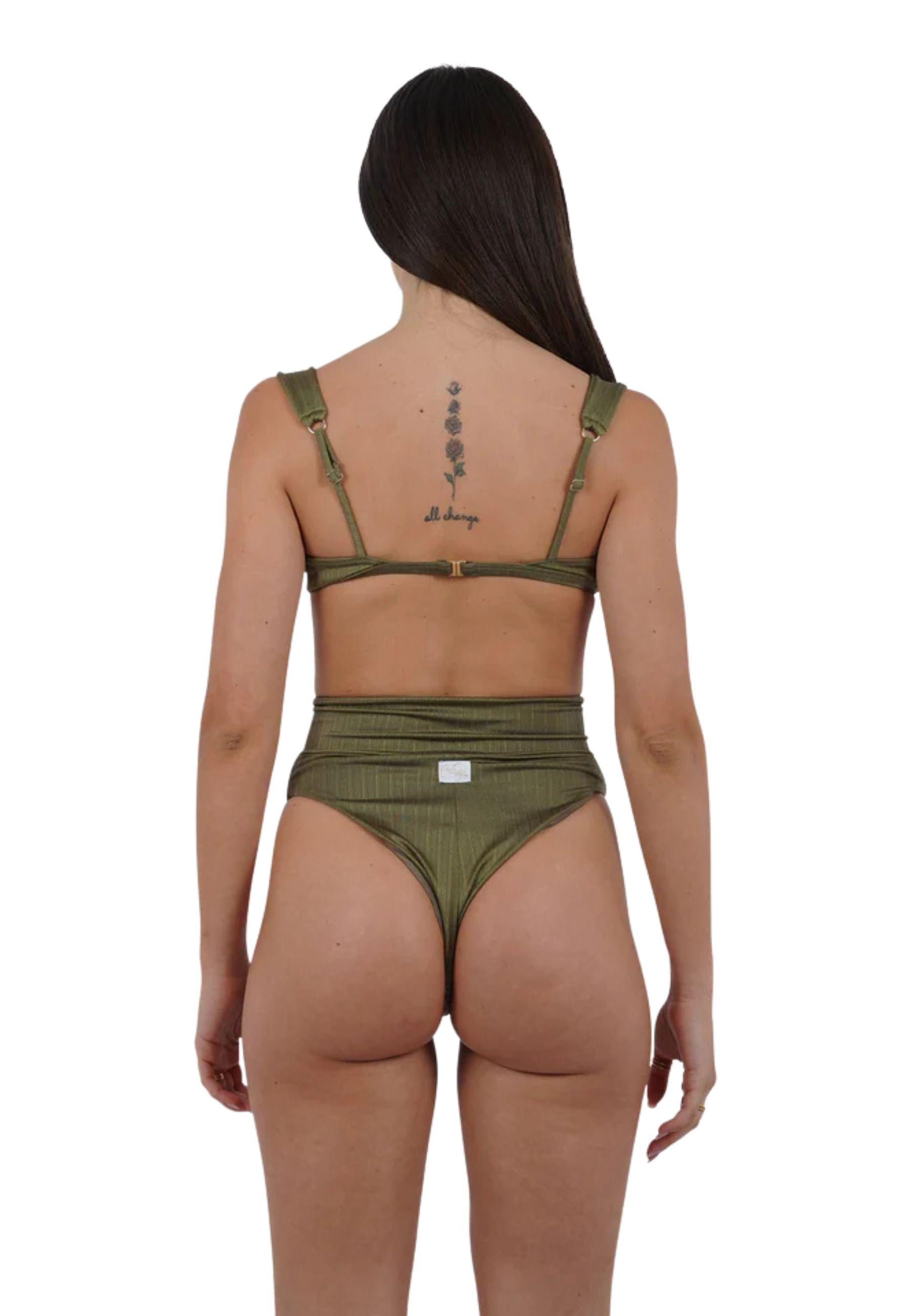 Bikini donna con dettaglio gioiello verde oliva