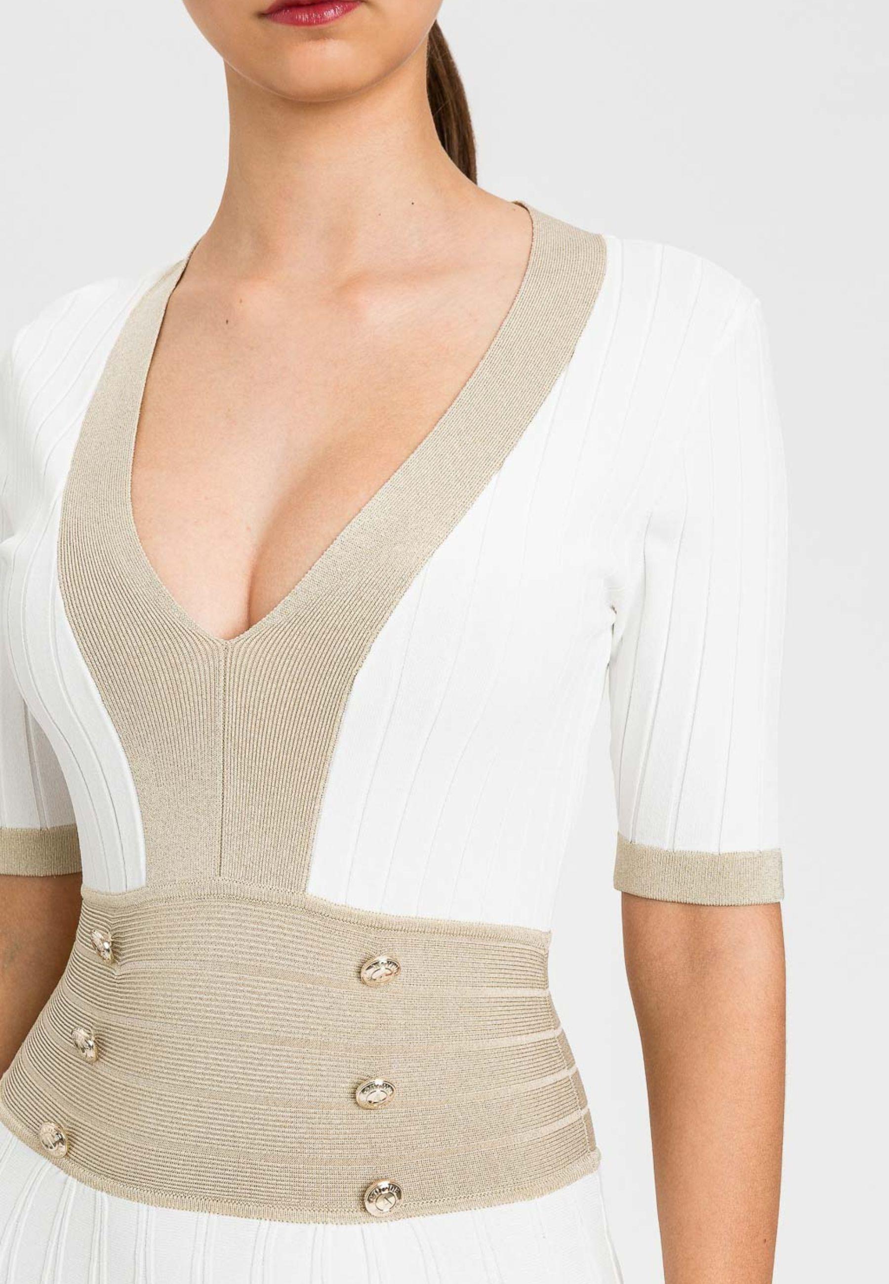 Abito bianco in maglia con lurex