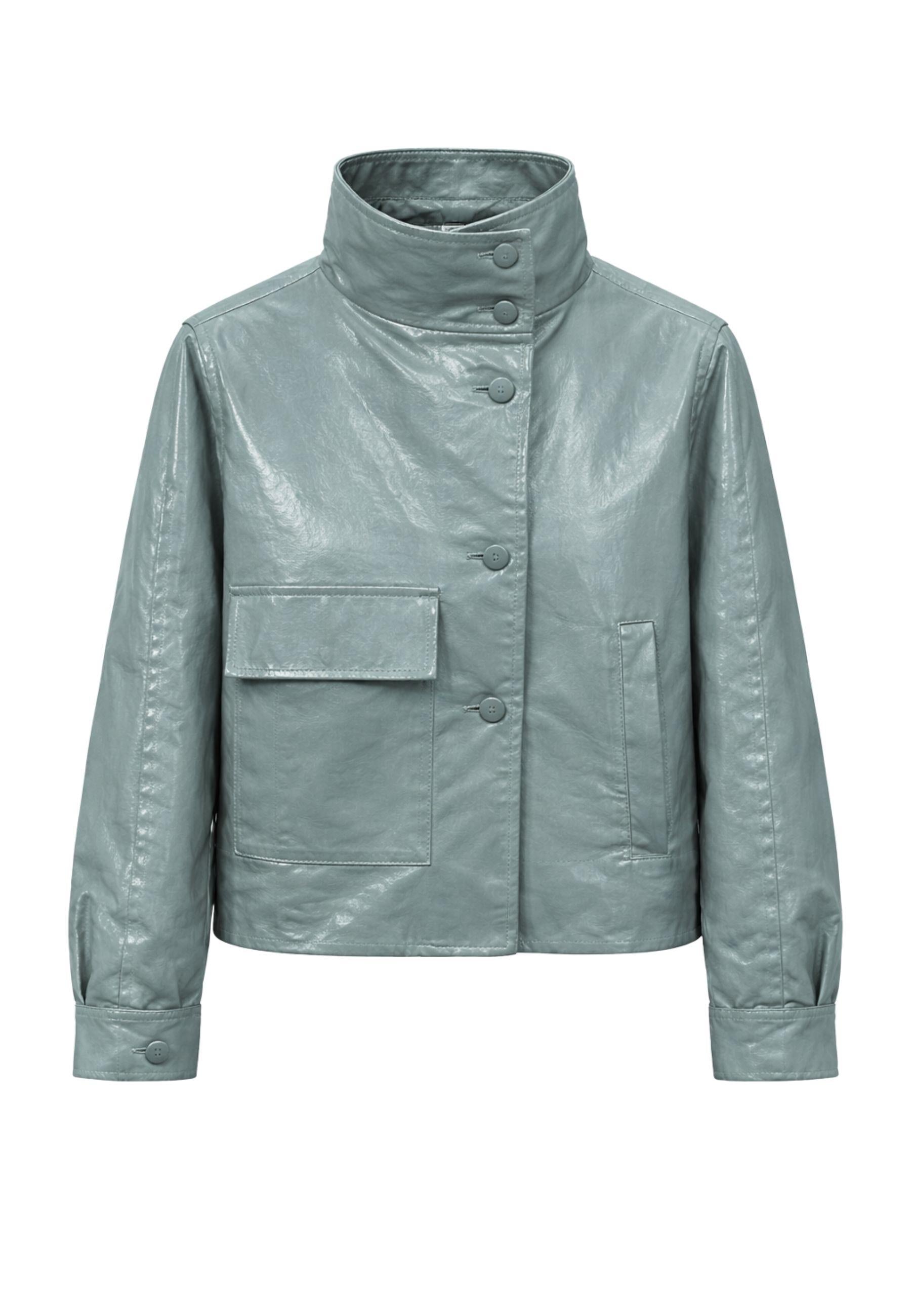 Giubbino donna over in tessuto spalmato con gilet interno estraibile - Verde salvia
