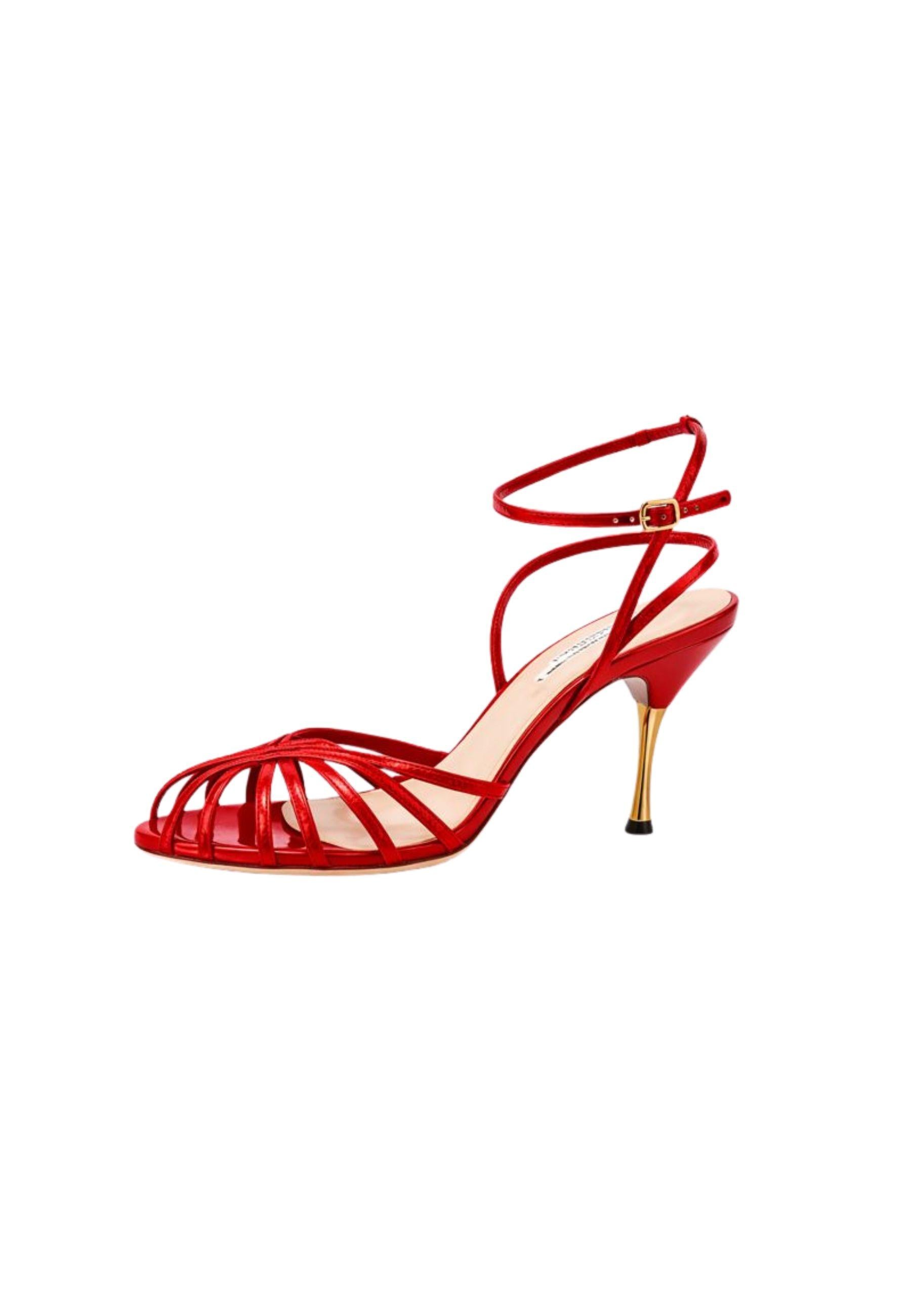 Sandali donna FRANCESCO SACCO - listini in vernice rossa, tacco stiletto