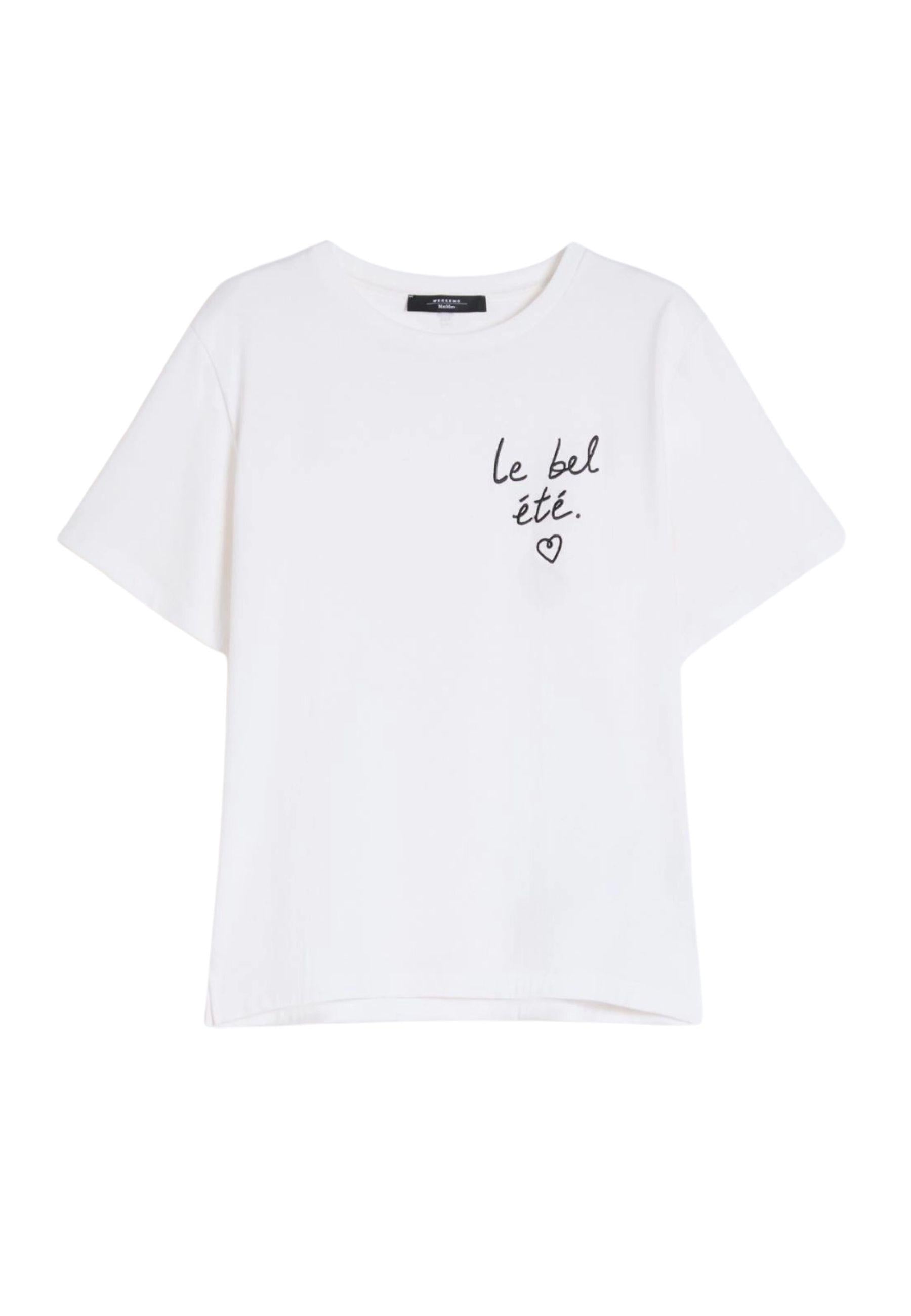 T-shirt in jersey con grafica ricamata - Bianco
