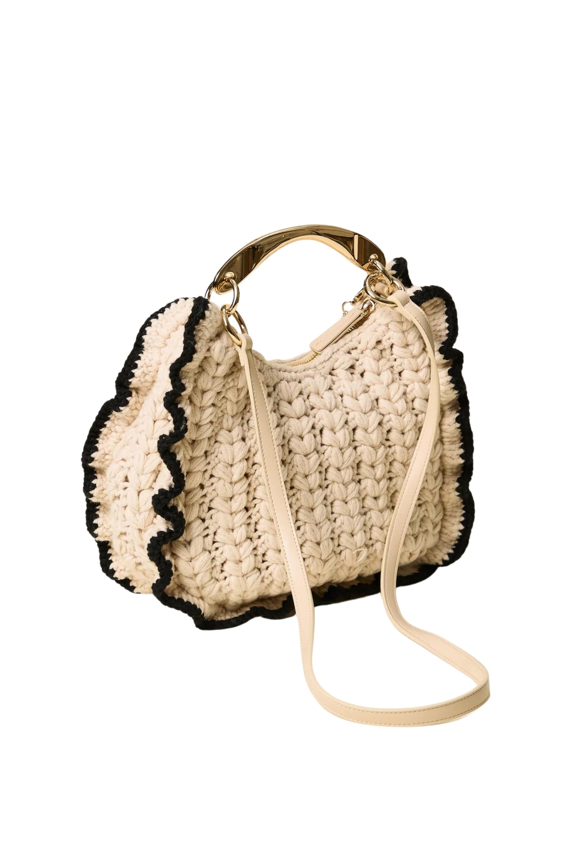 Twinset - Borsa Croissant in Maglia Crochet Bicolor