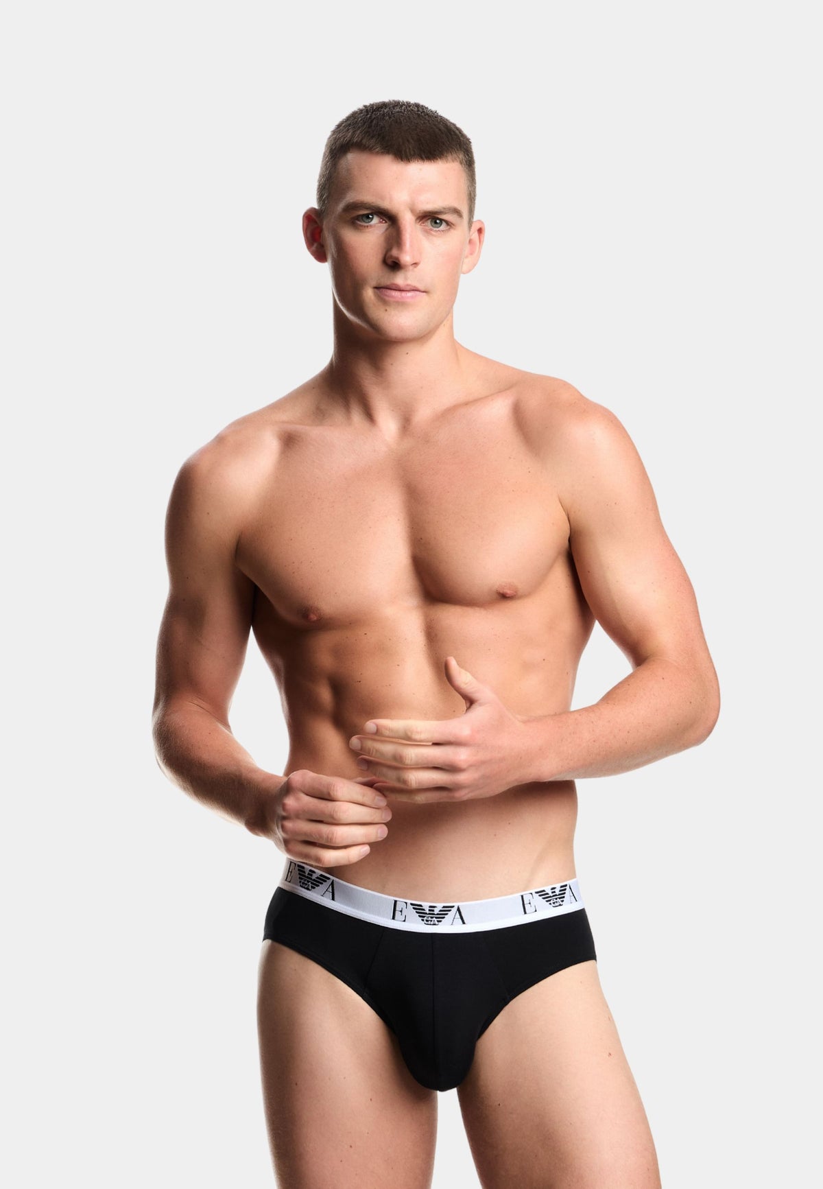 Emporio Armani - Pack 3 Slip Stretch in Cotone con Logo 