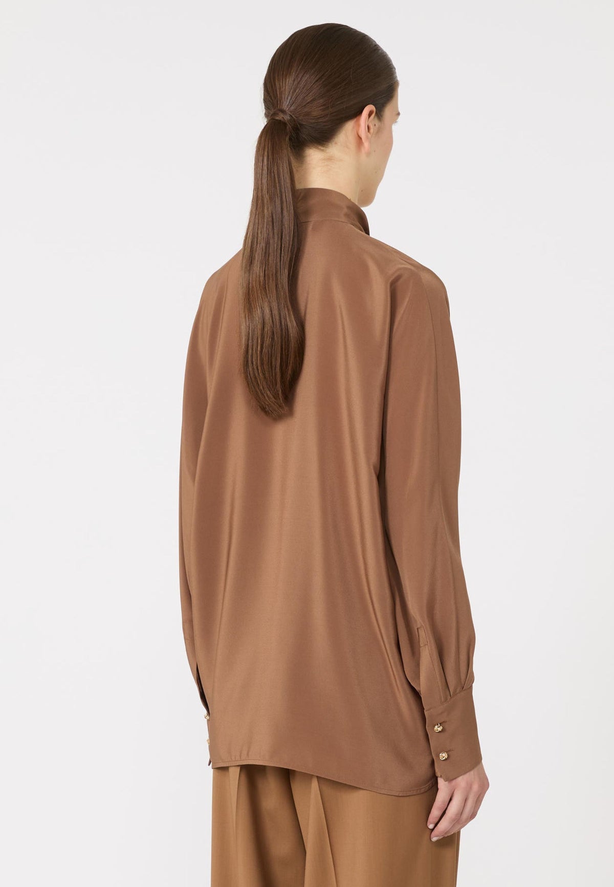 Max Mara - Blusa in Crêpe de Chine di Seta con Fusciacca 