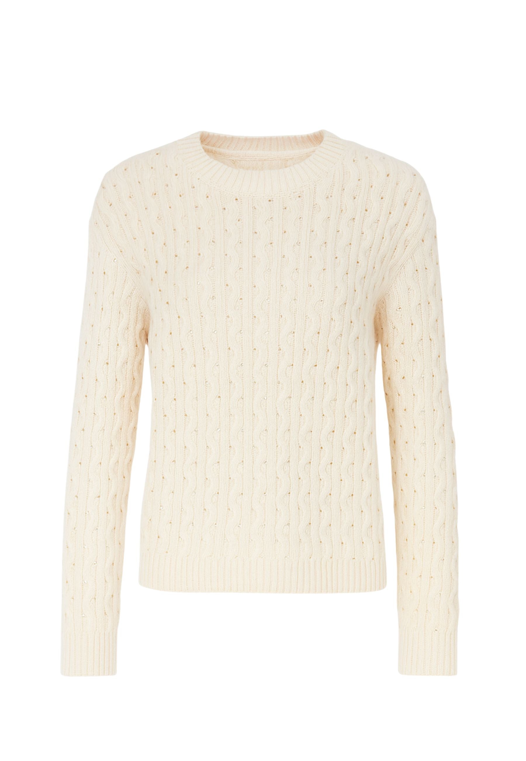 Maglia girocollo in lana con ricami 