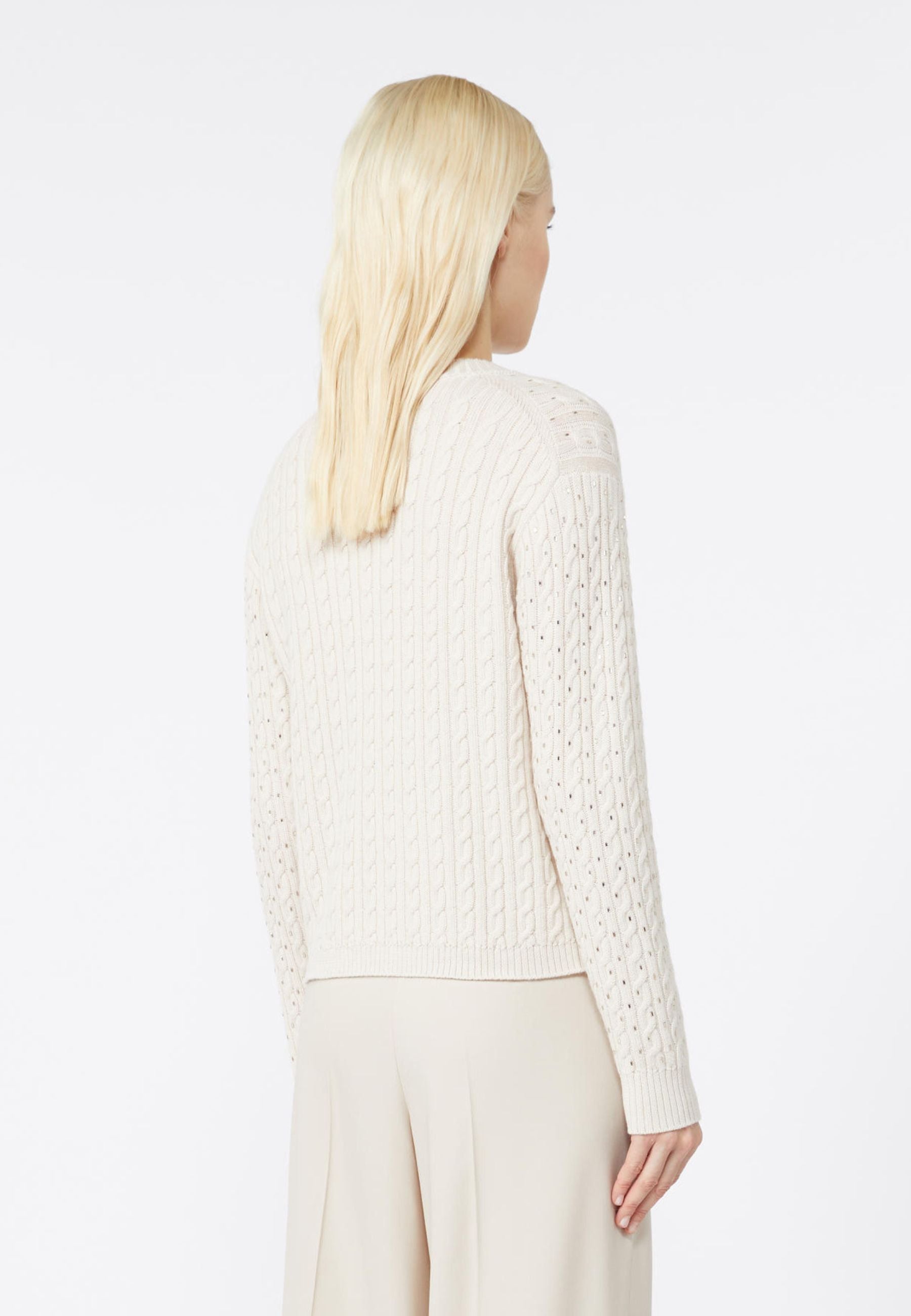 Maglia girocollo in lana con ricami 