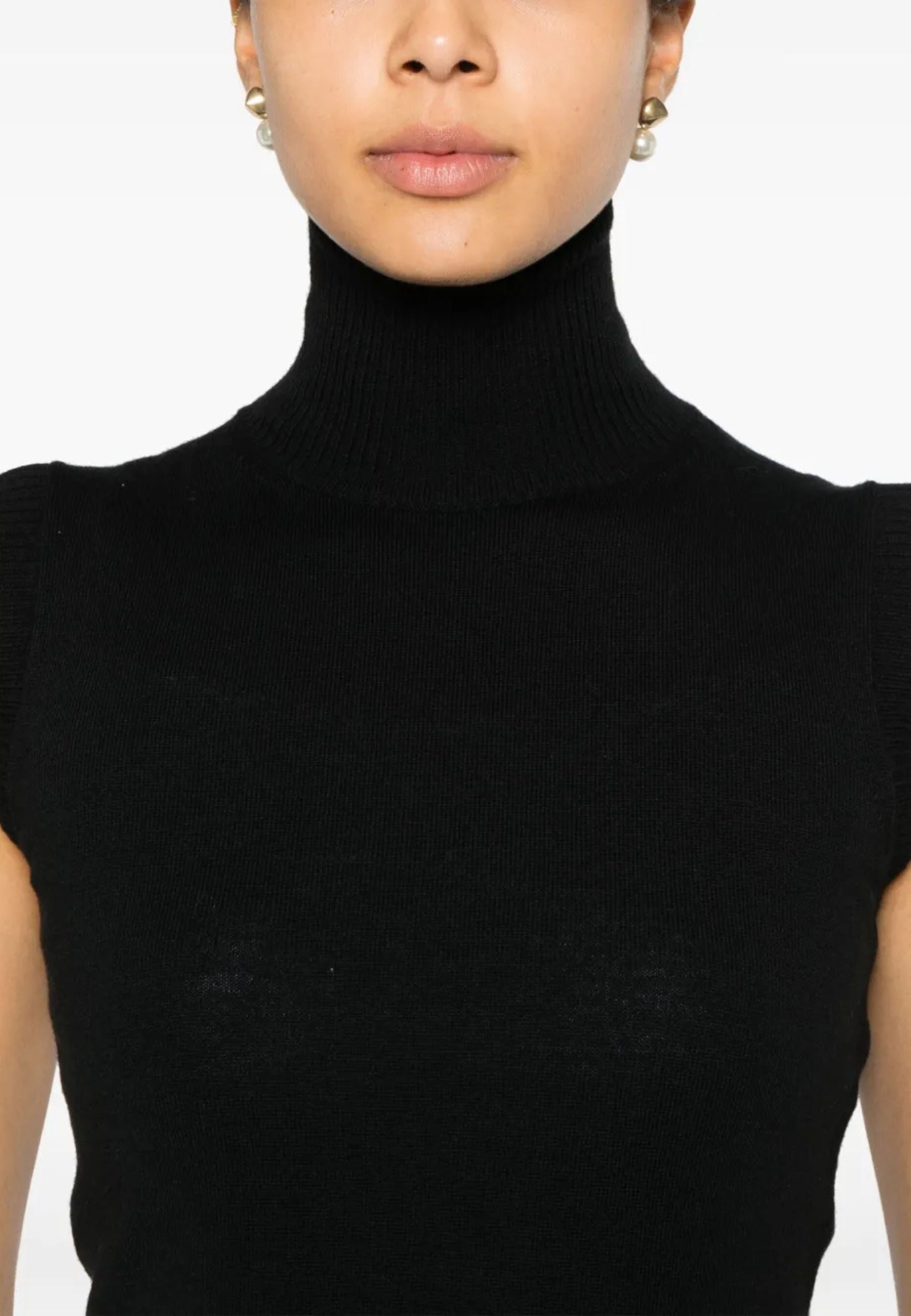 Sportmax - Maglia a lupetto smanicata in pura lana vergine 