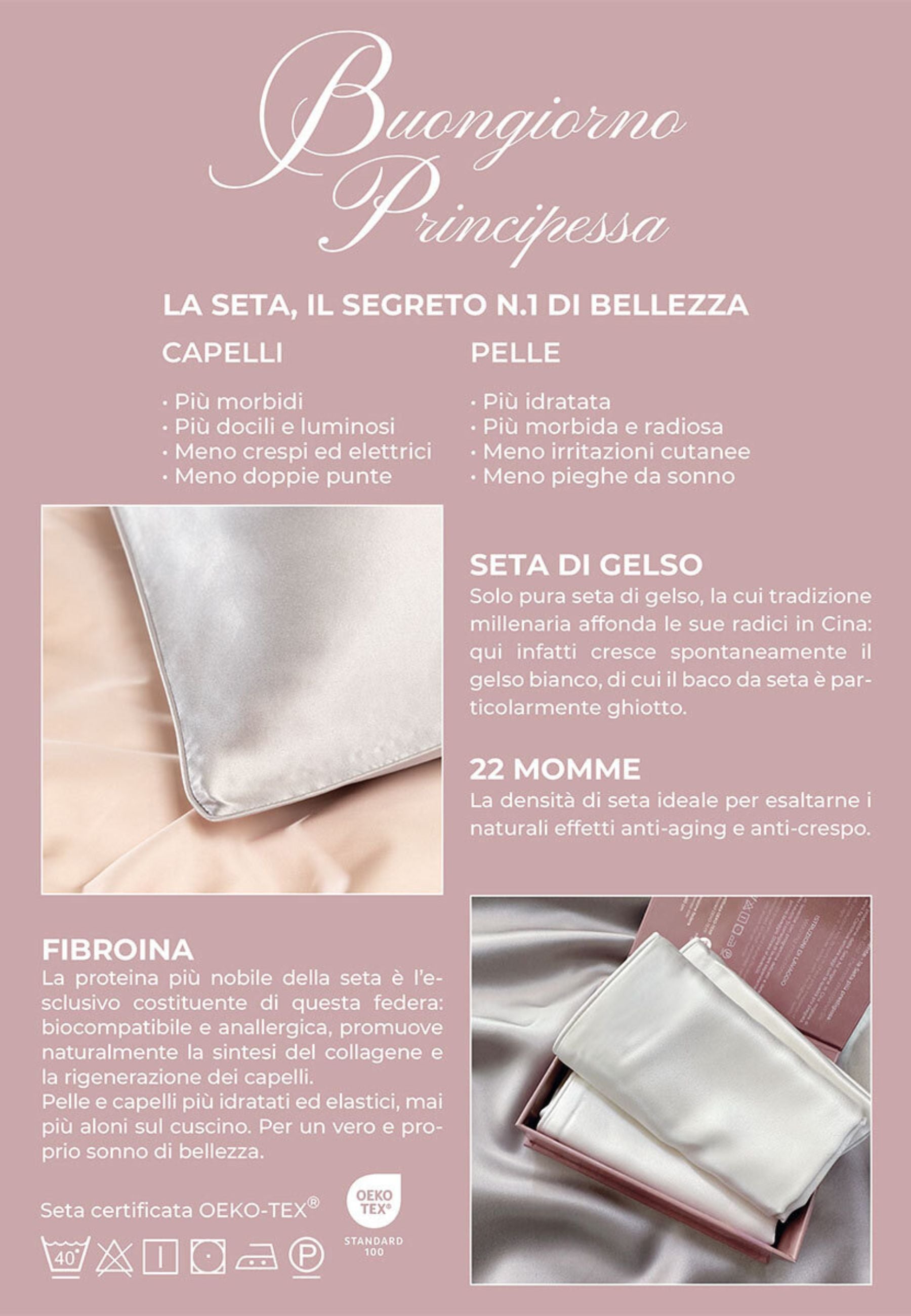 Dondi Home - Federa in Seta Buongiorno Principessa 50x80 cm 