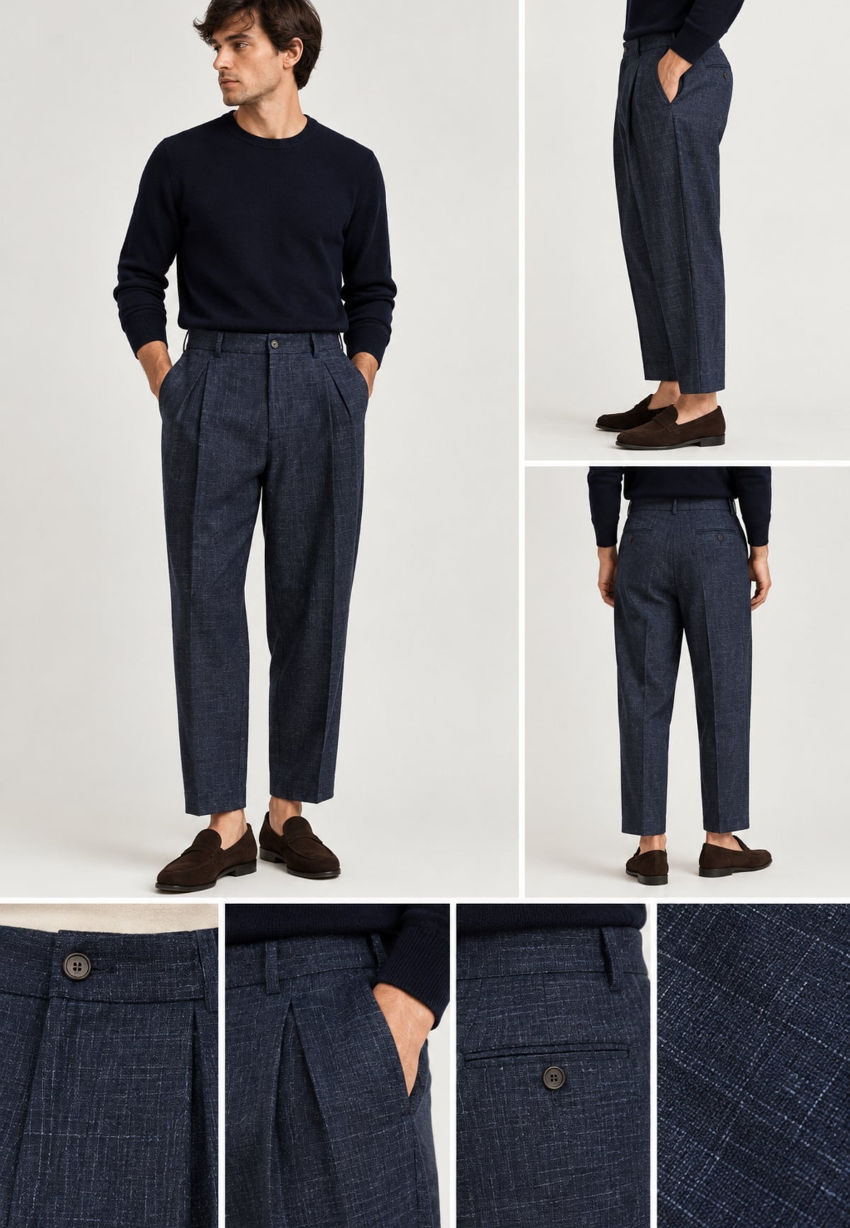 Briglia 1949 - Pantaloni Portobellos in lana vergine con pieghe 