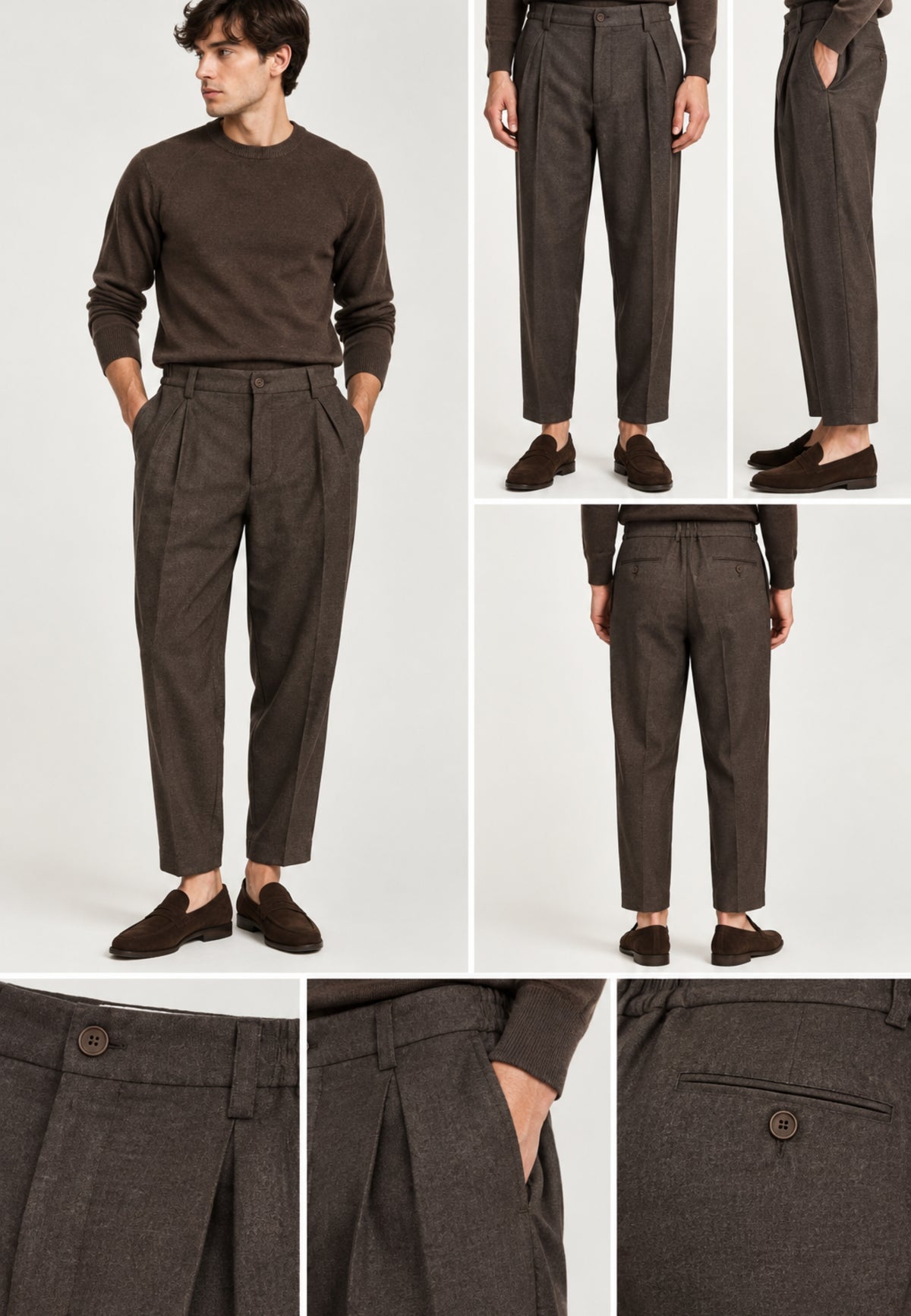 Briglia 1949 Portofinos 400120 - Pantaloni uomo in lana vergine marrone 