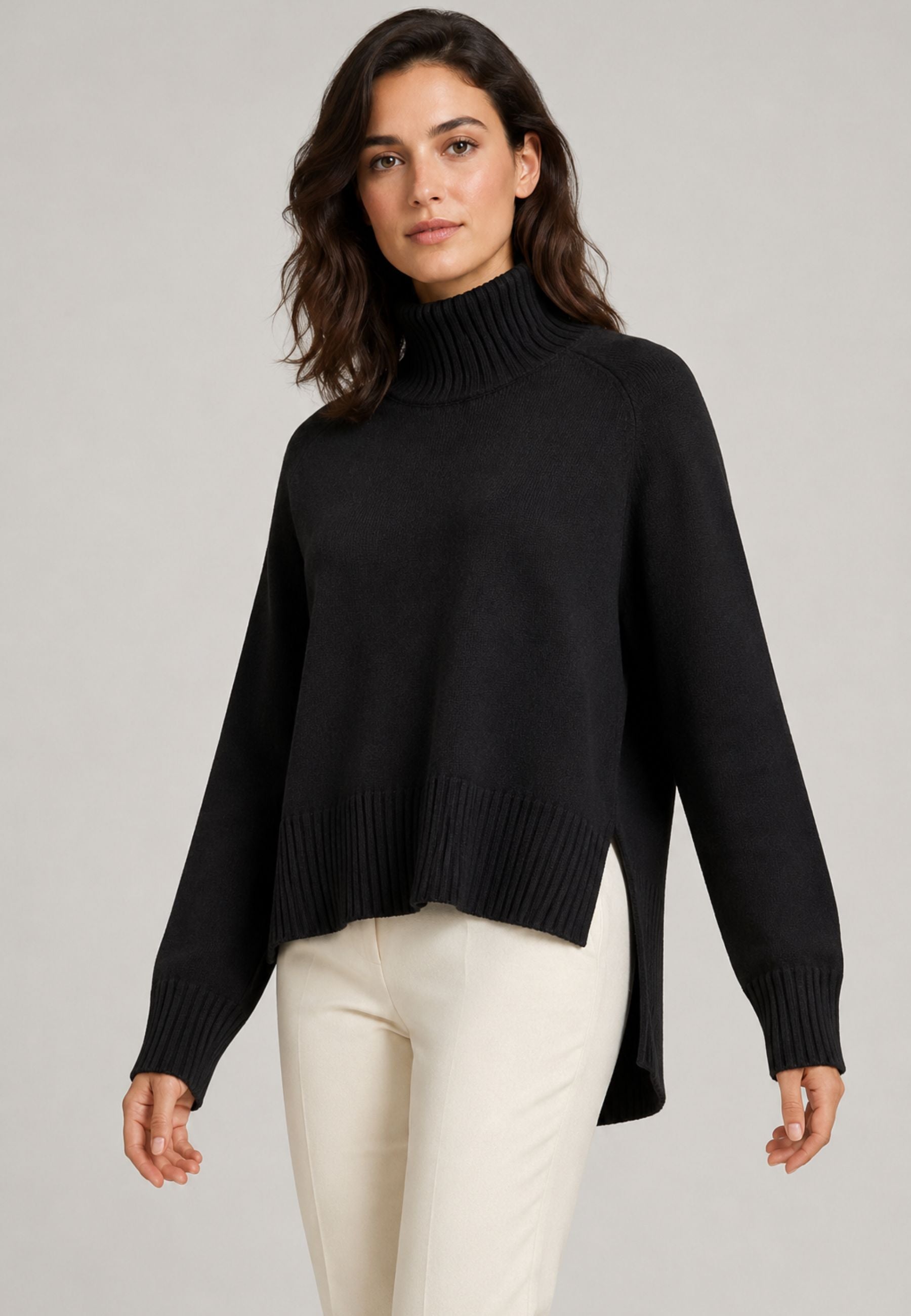 Club Crochet Maglia Donna Nera a Collo Alto 