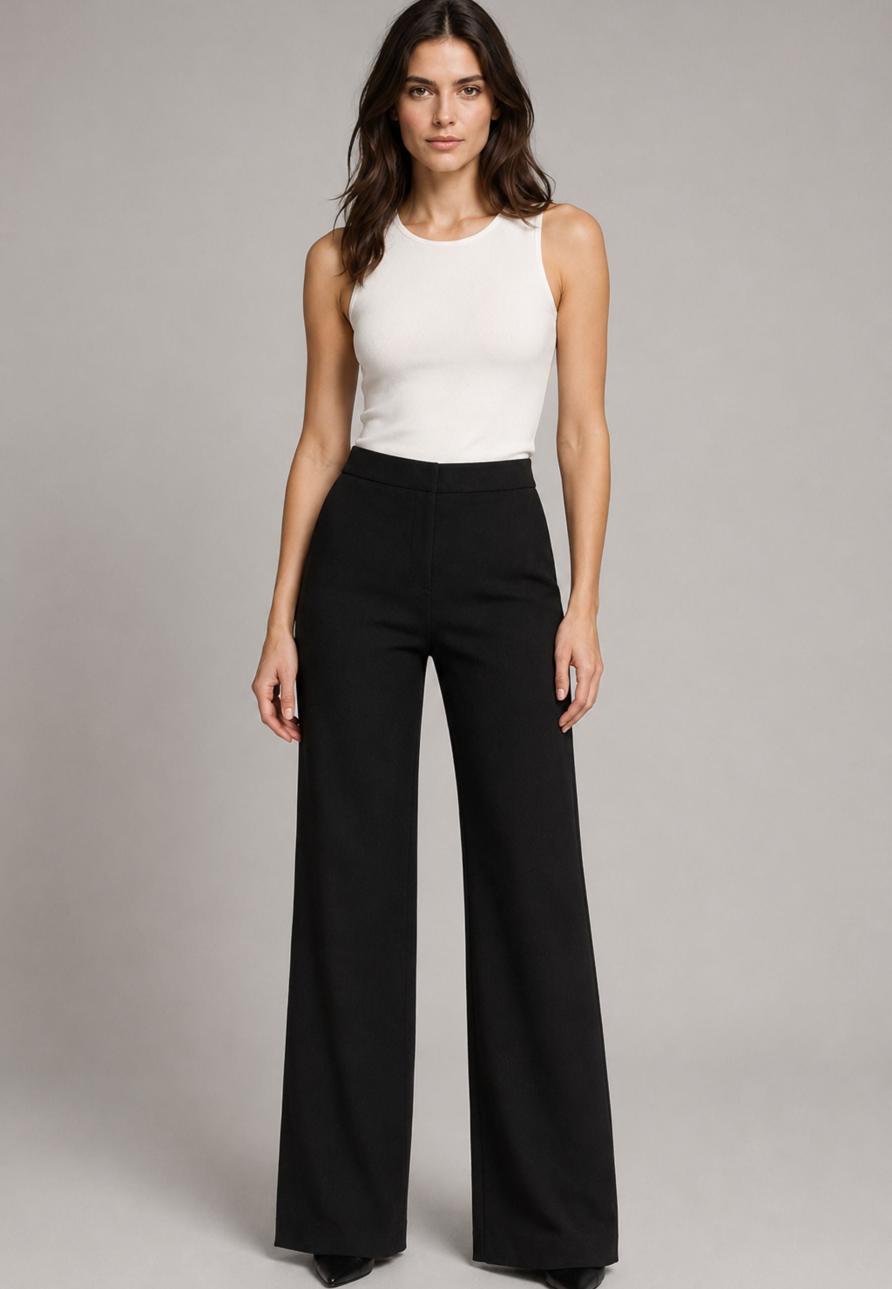 Club Crochet Pantalone Donna Nero a Gamba Ampia 