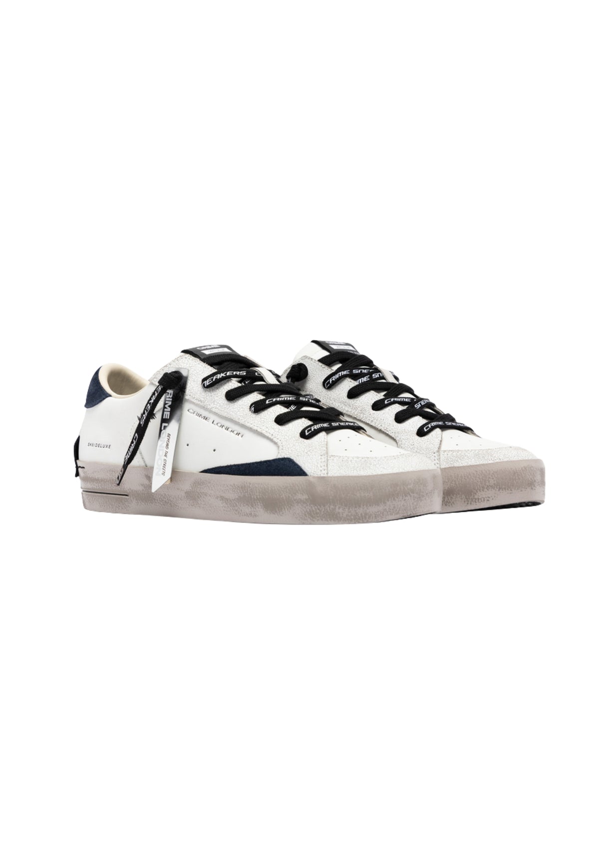 Crime London SK8 Deluxe Blue Shadow - Sneakers in Pelle con Dettagli Blu Notte 