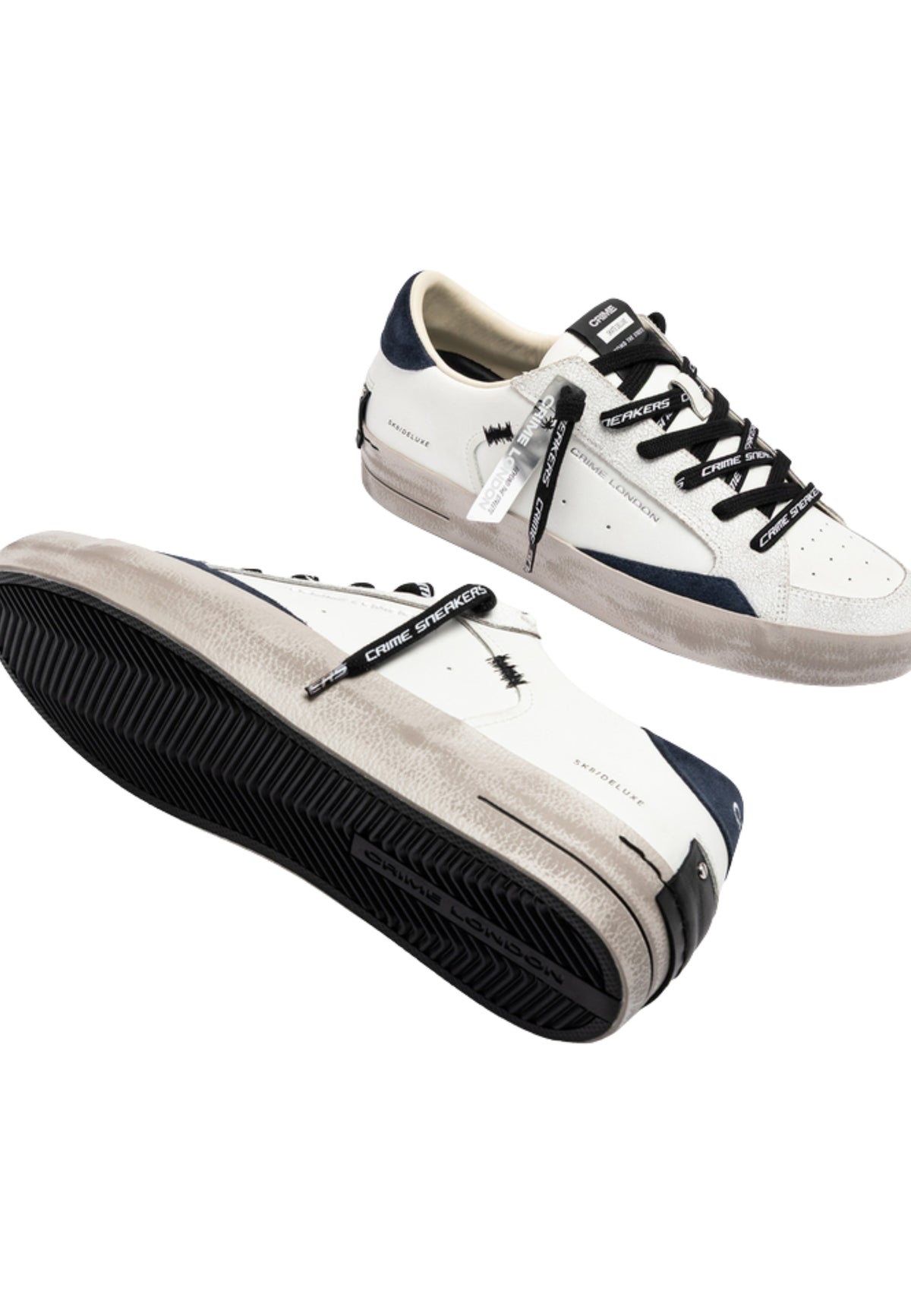 Crime London SK8 Deluxe Blue Shadow - Sneakers in Pelle con Dettagli Blu Notte 