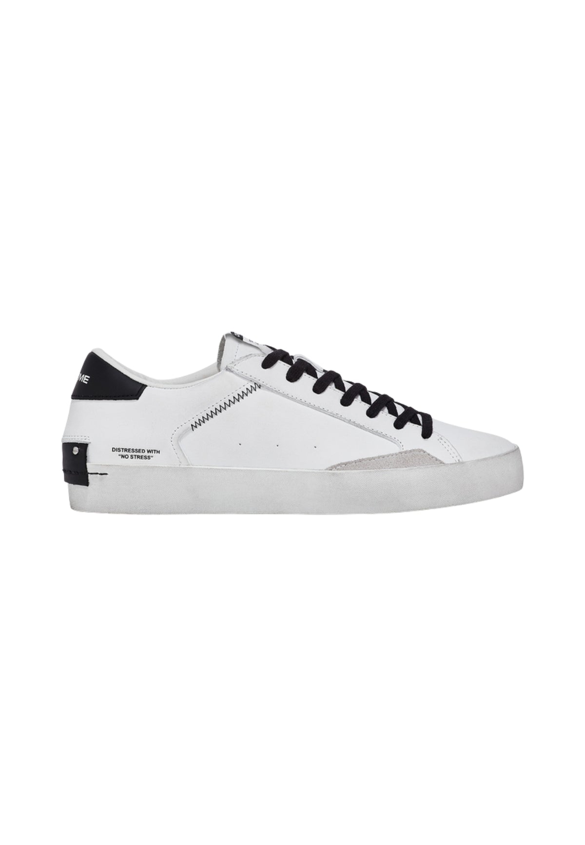 Crime London Distressed White-Black - Sneaker Uomo in Pelle Made in Italy 