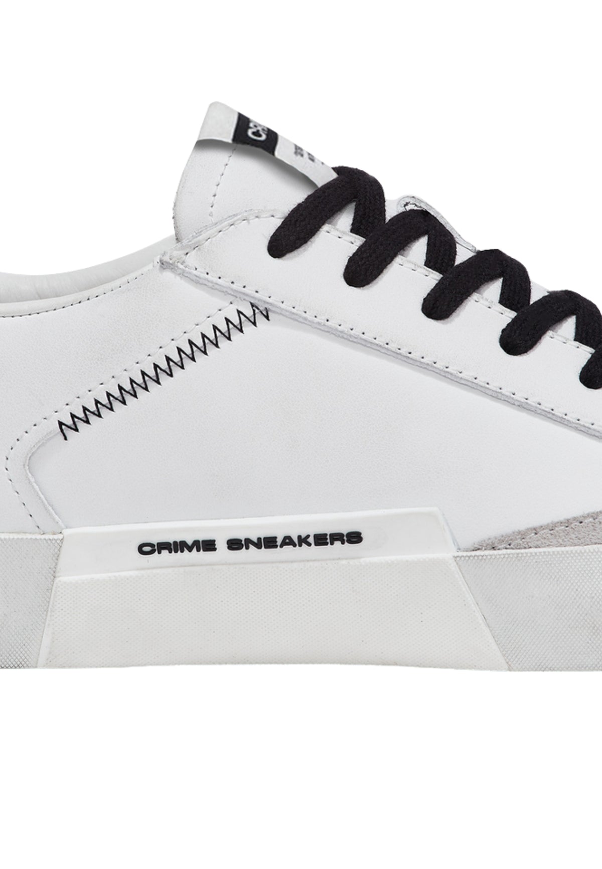Crime London Distressed White-Black - Sneaker Uomo in Pelle Made in Italy 