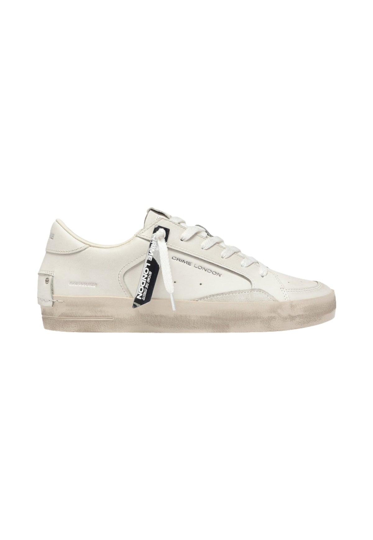 Crime London SK8 Deluxe All White - Sneaker Uomo in Pelle Made in Italy 