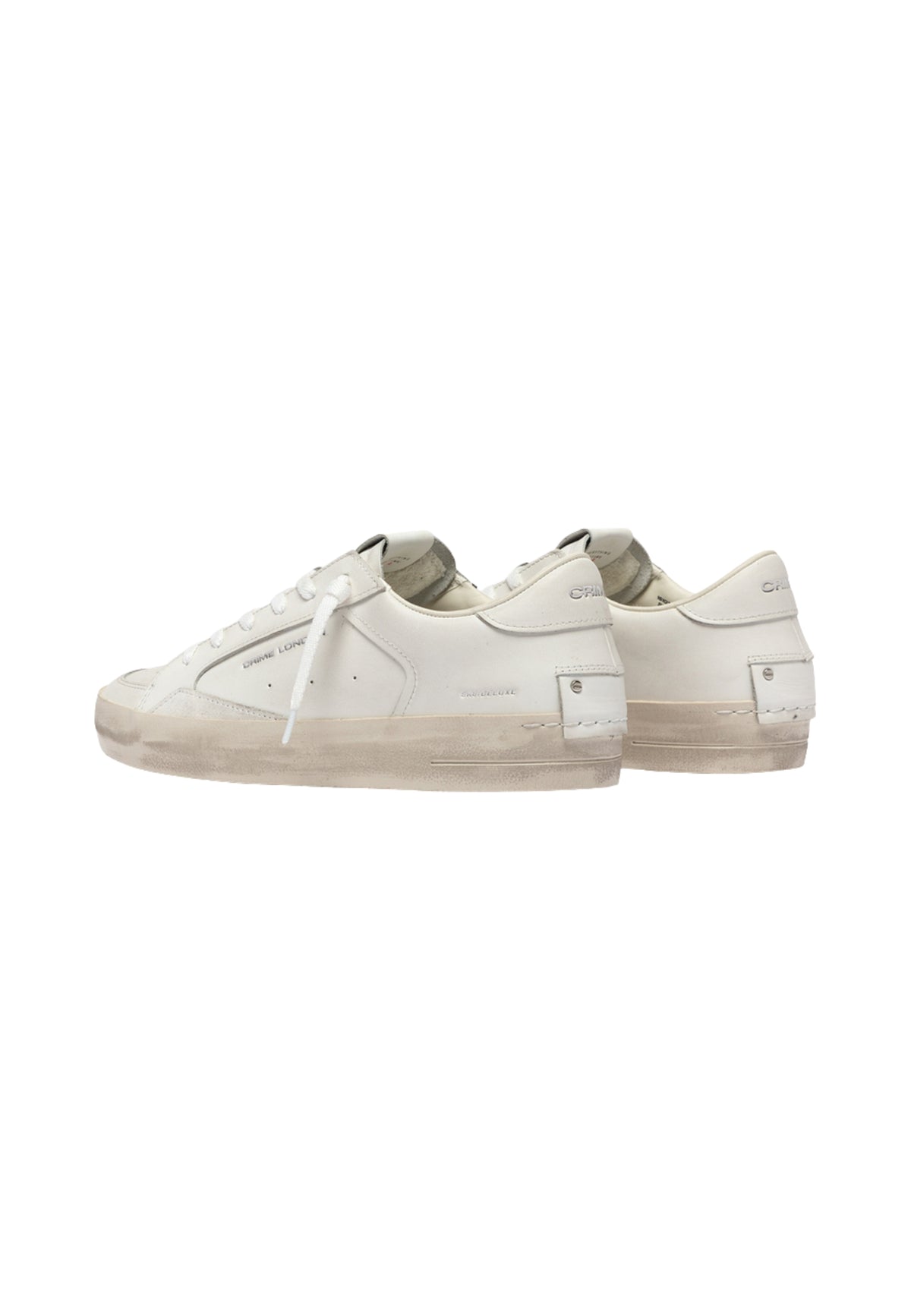 Crime London SK8 Deluxe All White - Sneaker Uomo in Pelle Made in Italy 