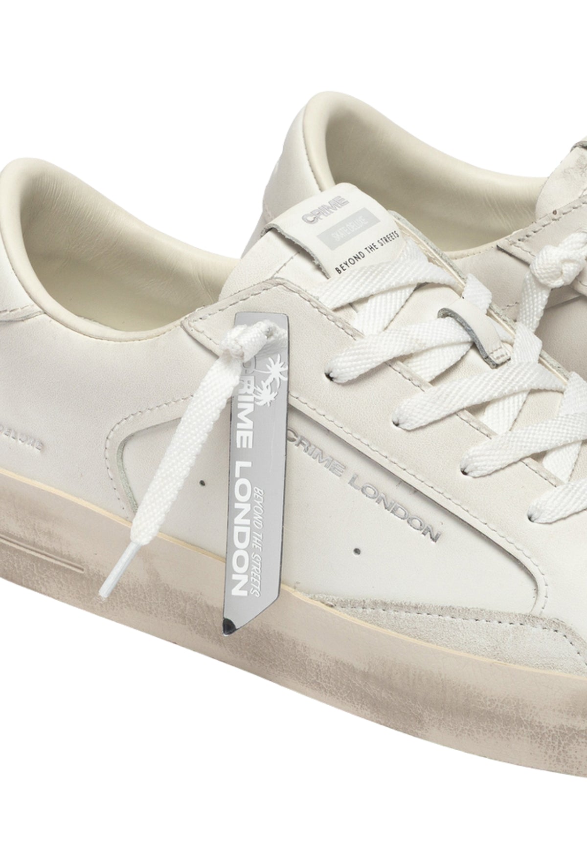 Crime London SK8 Deluxe All White - Sneaker Uomo in Pelle Made in Italy 