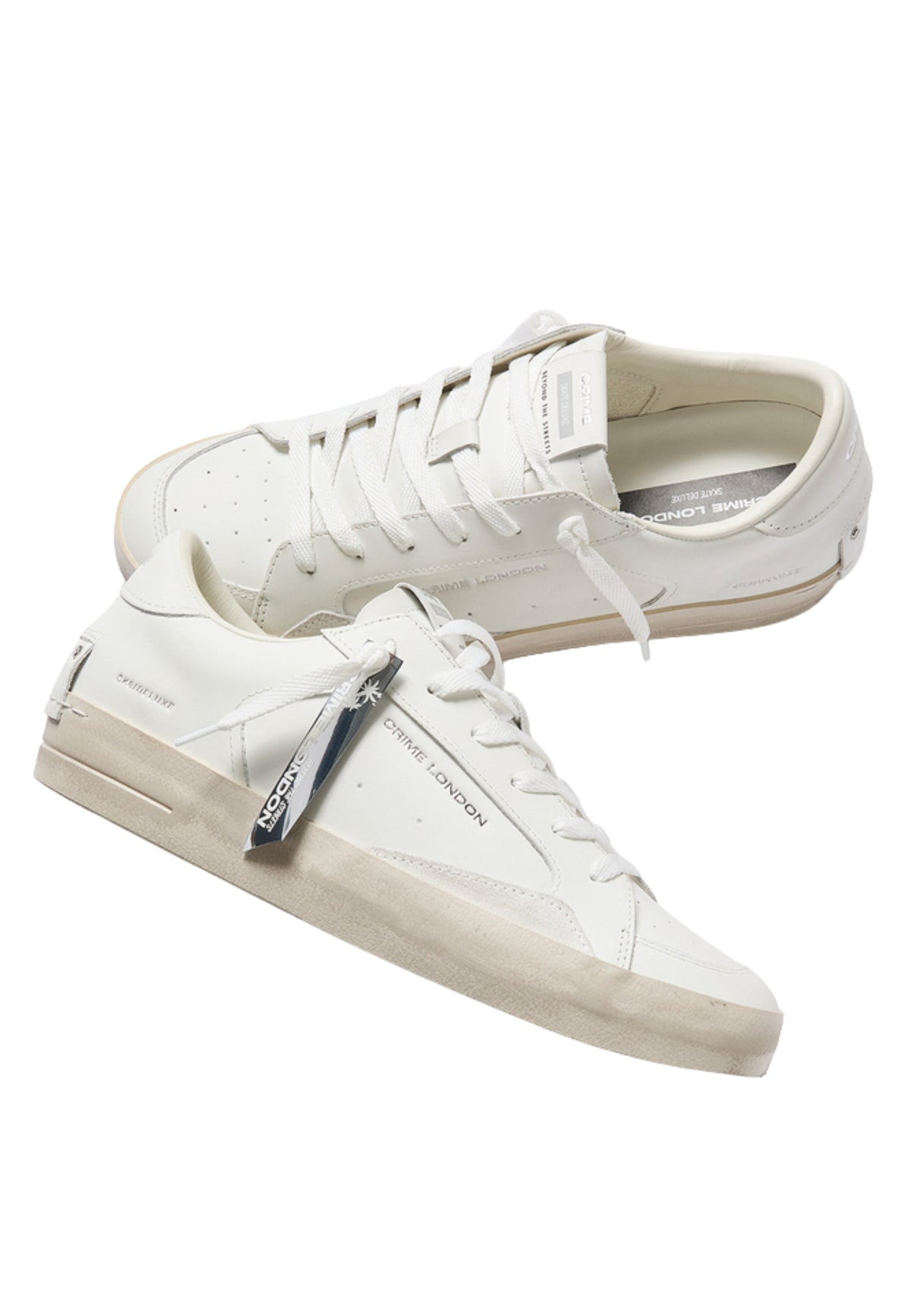 Crime London SK8 Deluxe All White - Sneaker Uomo in Pelle Made in Italy 