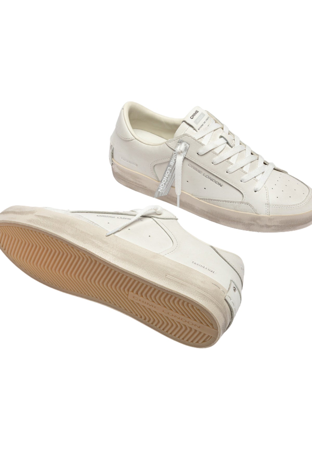 Crime London SK8 Deluxe All White - Sneaker Uomo in Pelle Made in Italy 