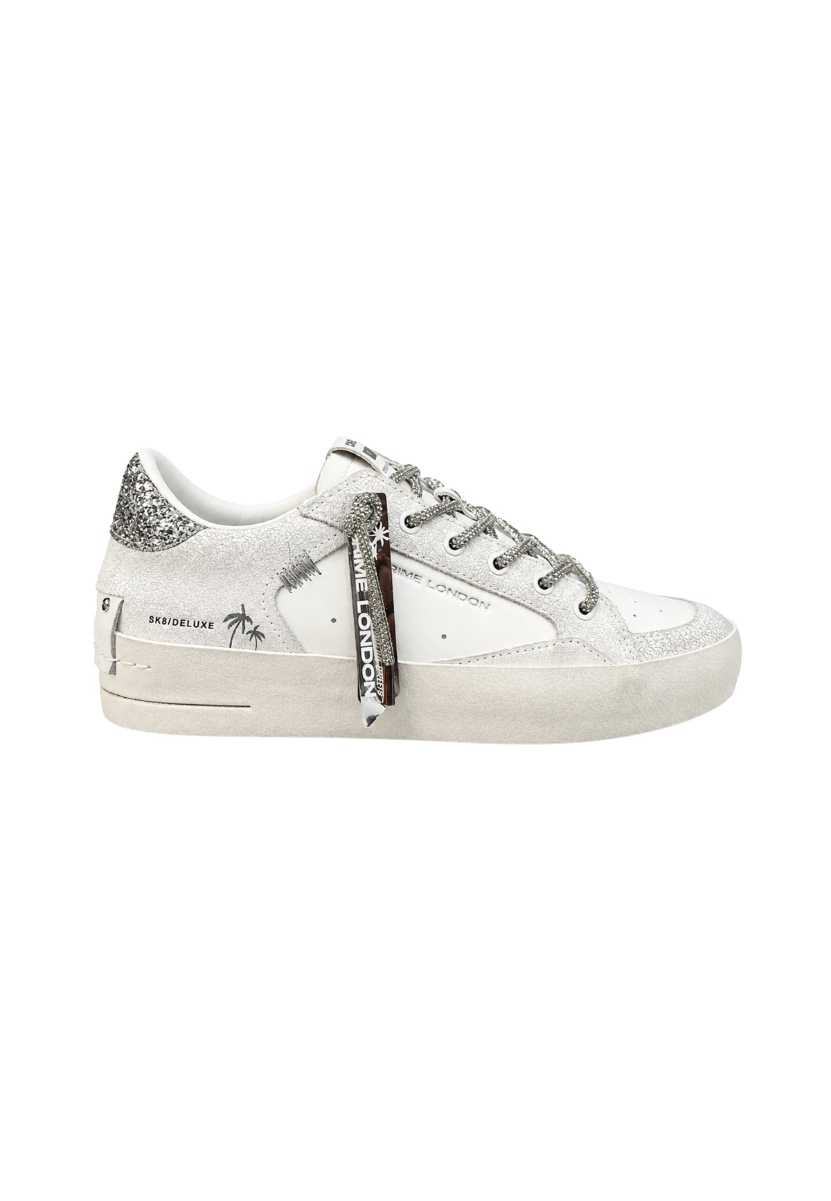 Crime London SK8 Deluxe Heel - Sneakers in Pelle con Dettagli Glitter 