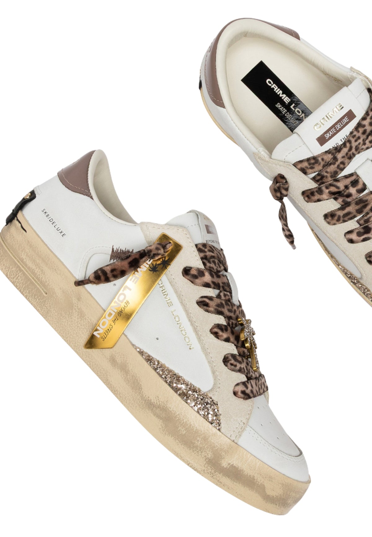 Crime London SK8 Deluxe Jungle Palm - Sneaker Donna in Pelle Made in Italy 