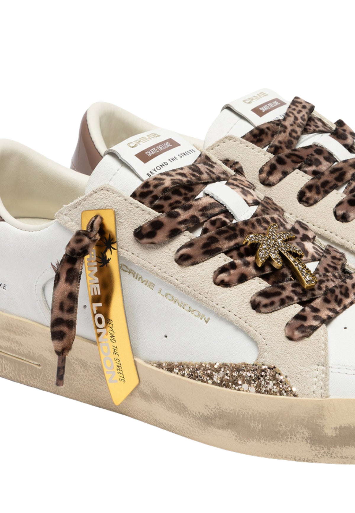 Crime London SK8 Deluxe Jungle Palm - Sneaker Donna in Pelle Made in Italy 