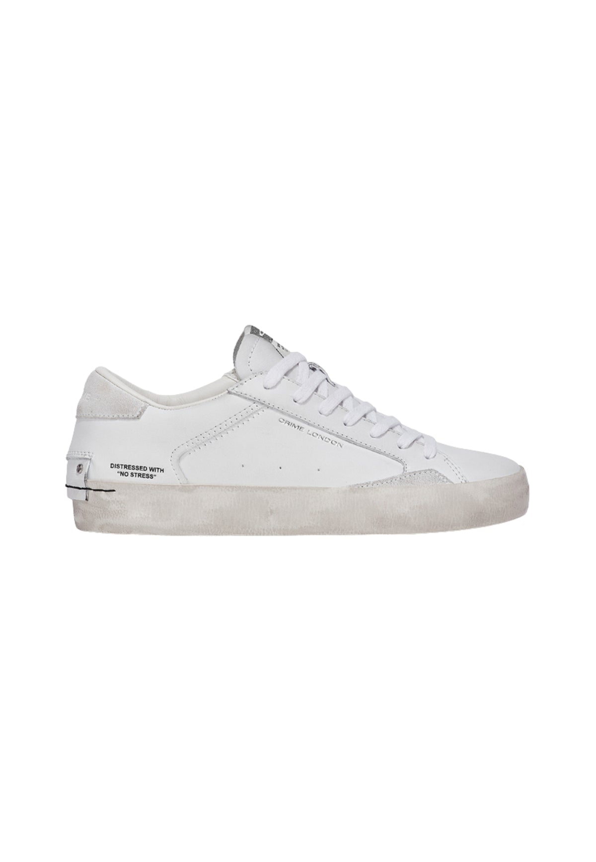 Crime London Distressed White - Sneaker Donna in Pelle Made in Italy 