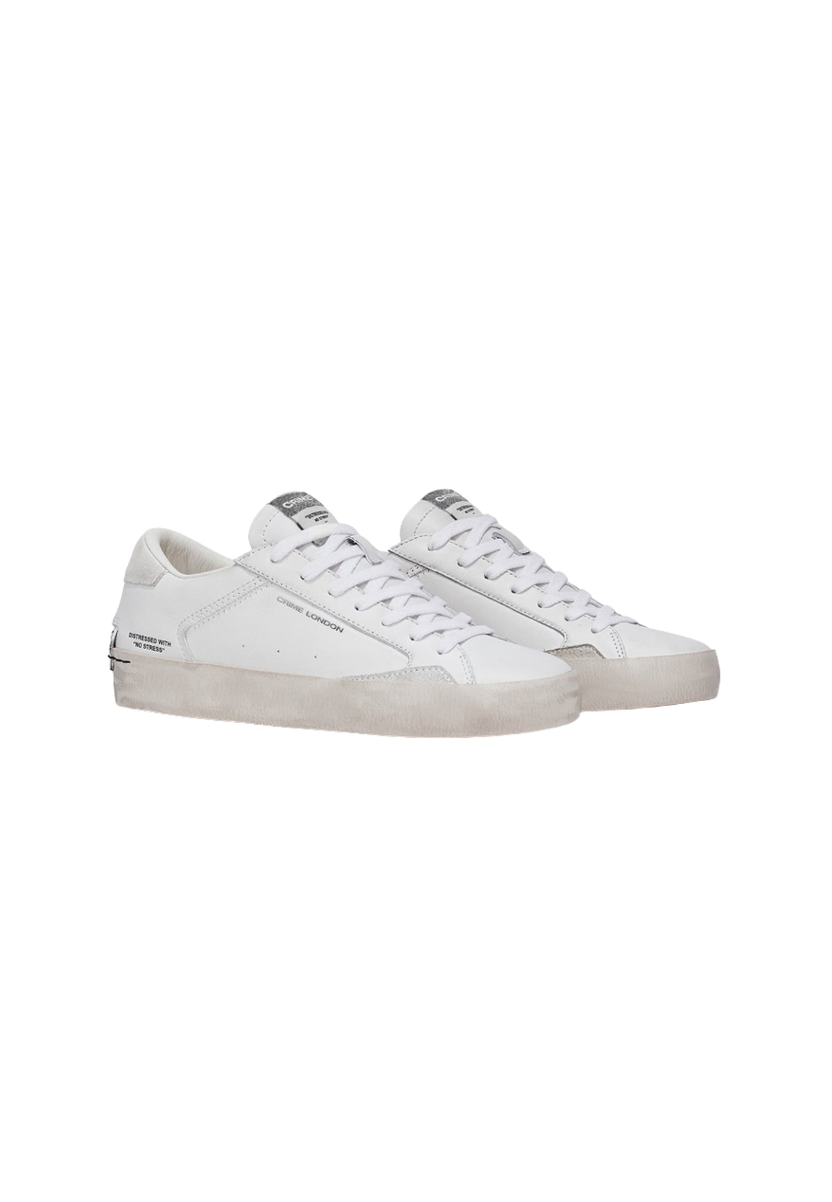Crime London Distressed White - Sneaker Donna in Pelle Made in Italy 