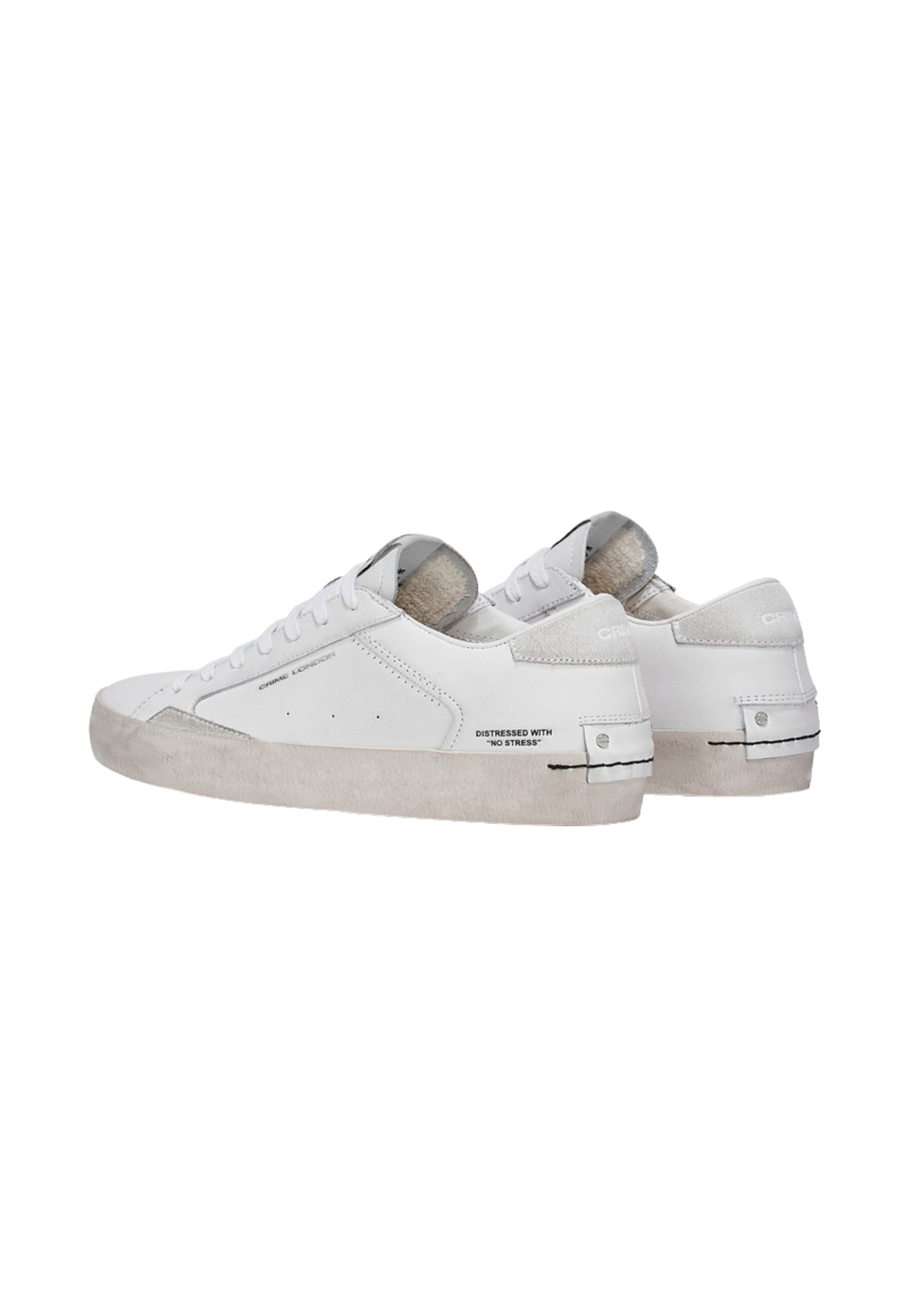 Crime London Distressed White - Sneaker Donna in Pelle Made in Italy 