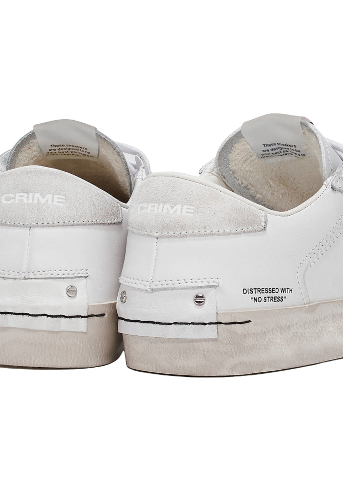 Crime London Distressed White - Sneaker Donna in Pelle Made in Italy 