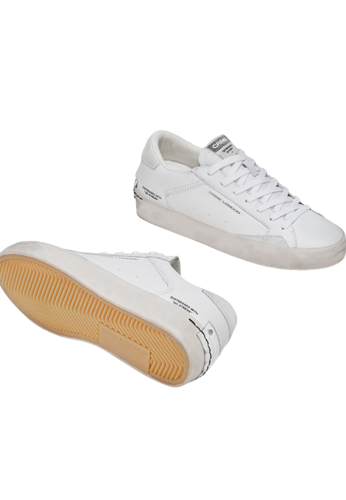 Crime London Distressed White - Sneaker Donna in Pelle Made in Italy 