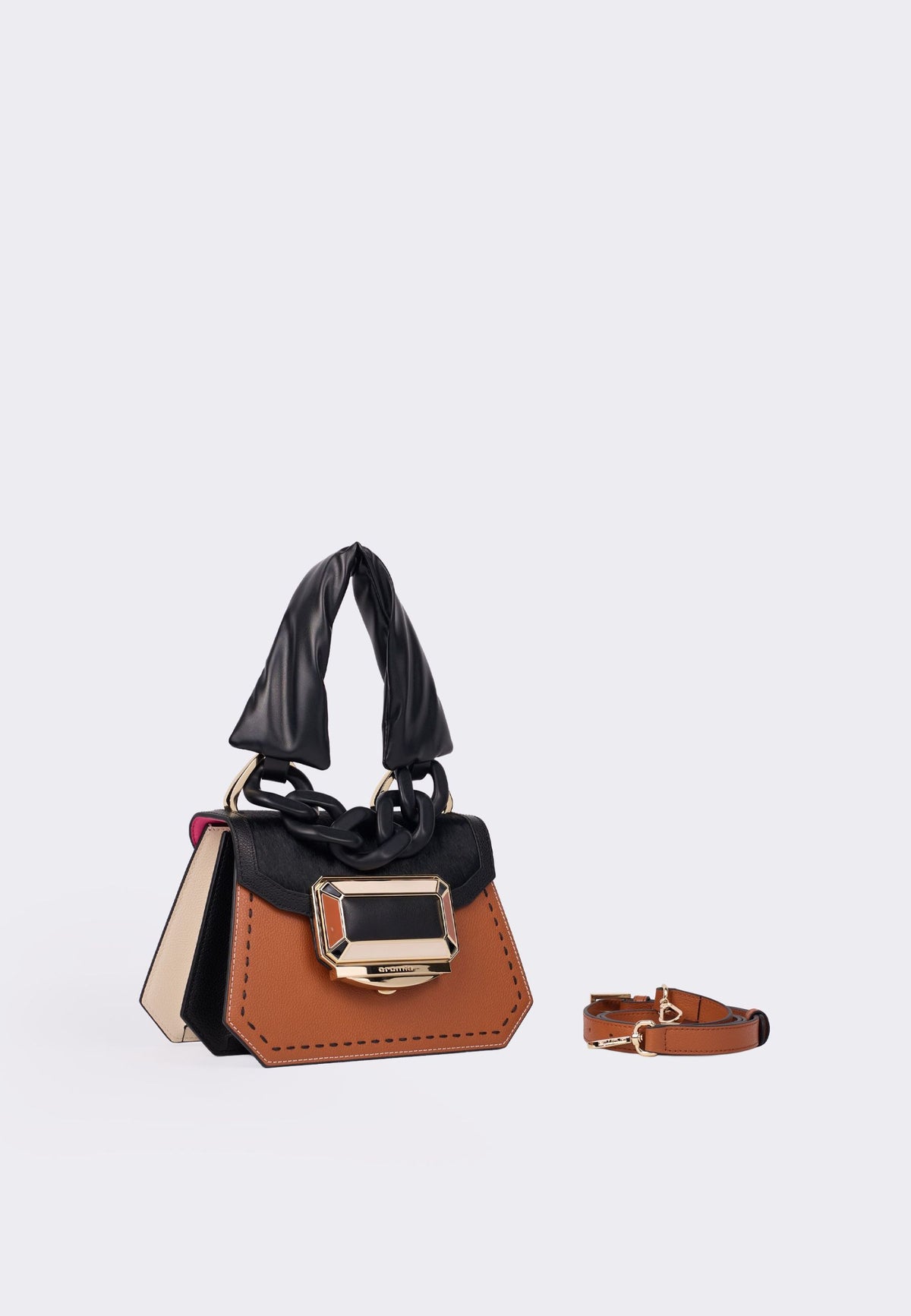 Cromia Borsa Oasi Hexa in Vera Pelle di Vitello Caramello con Tracolla 