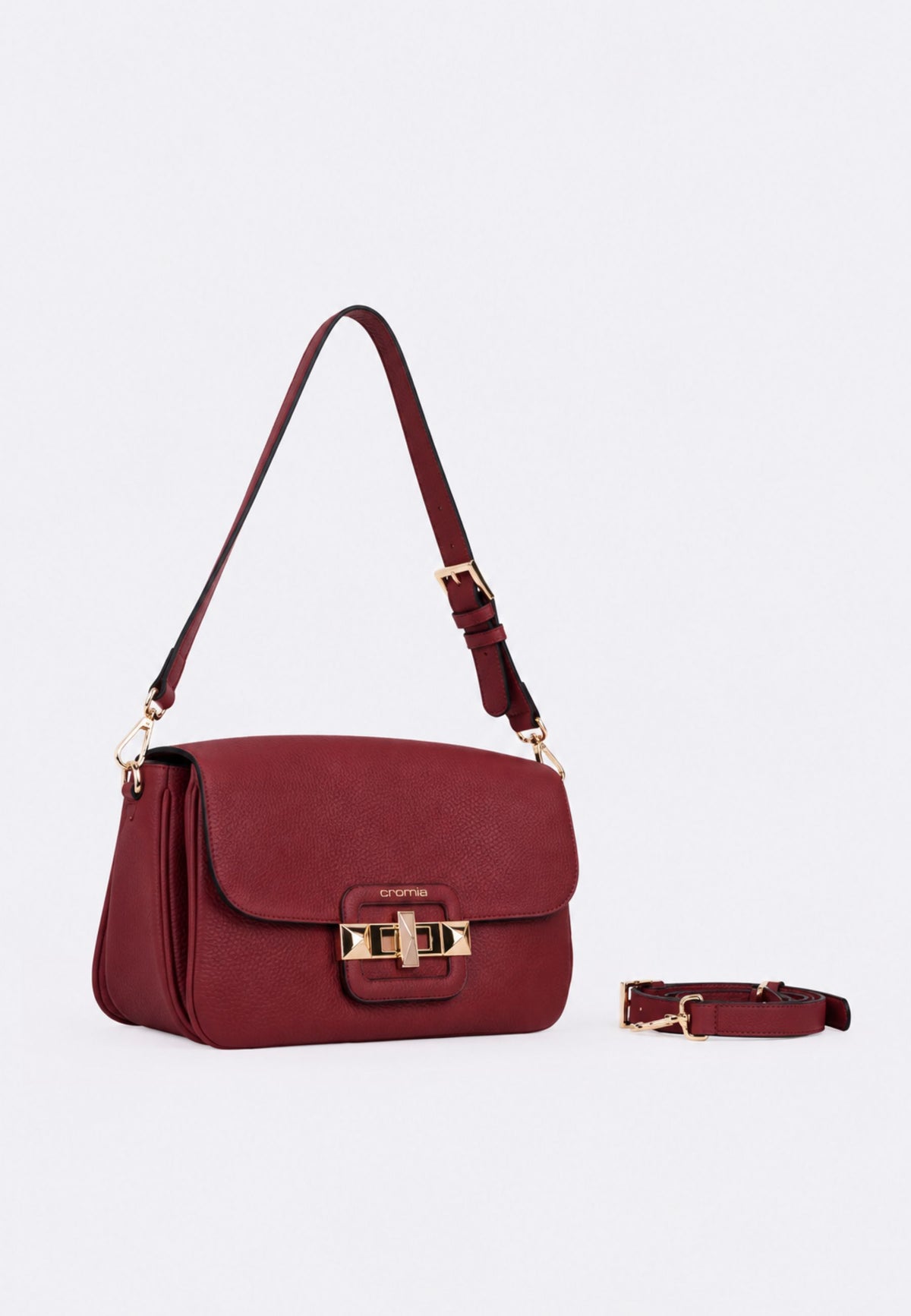 Cromia IT Dream - Borsa Baguette in Pelle Martellata con Chiusura Gioiello 