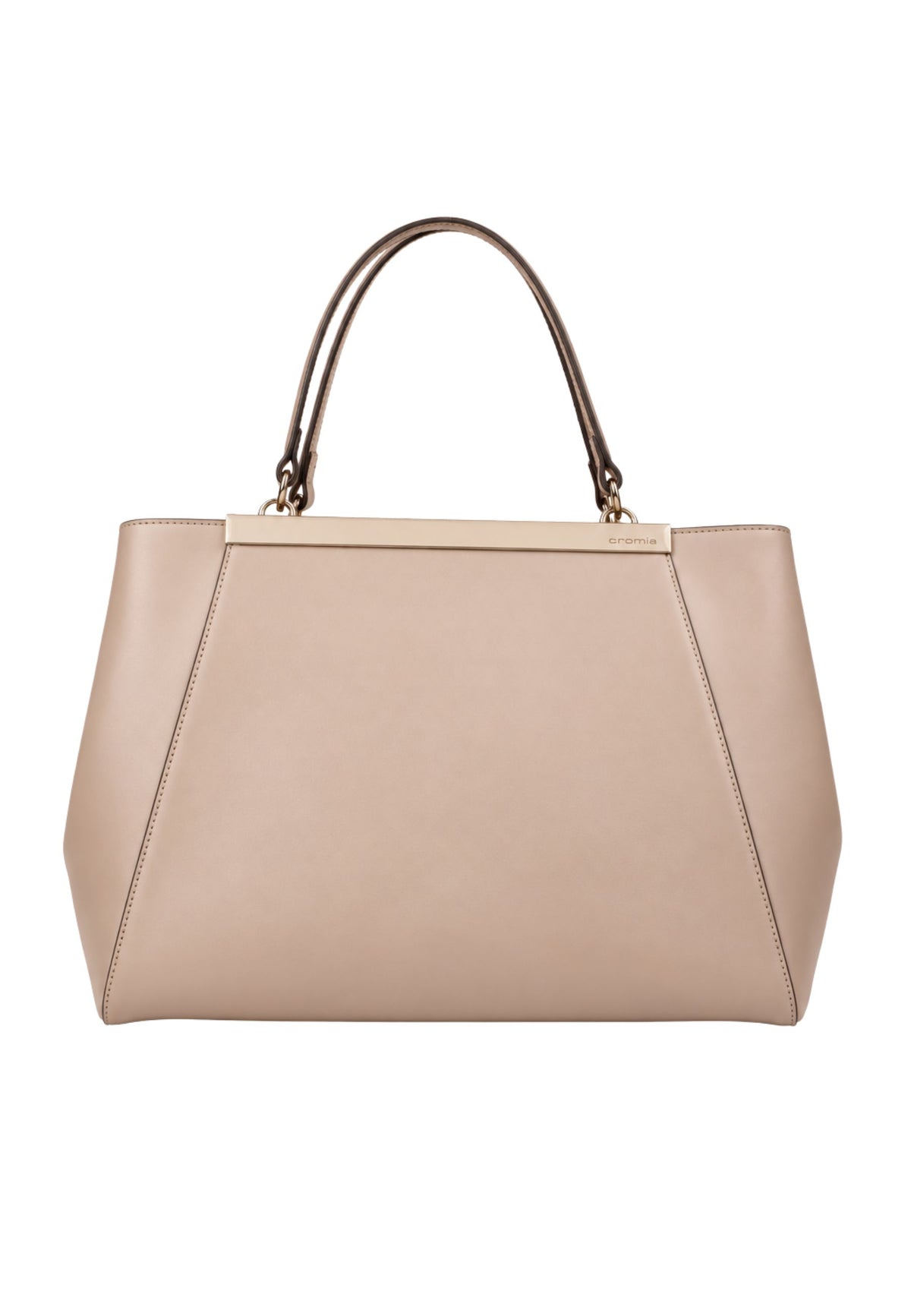 Cromia Nara - Borsa Tote in Pelle di Vitello Liscio Color Orzo 