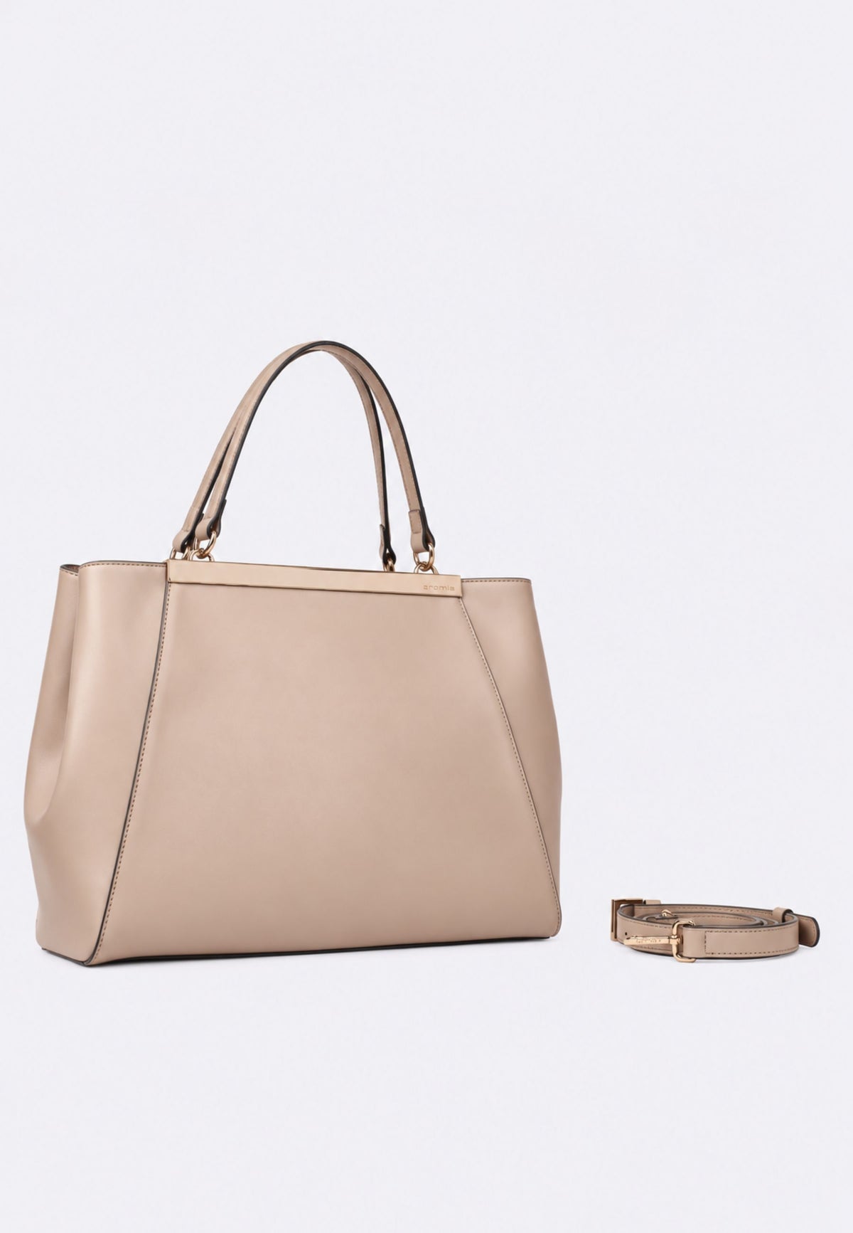 Cromia Nara - Borsa Tote in Pelle di Vitello Liscio Color Orzo 