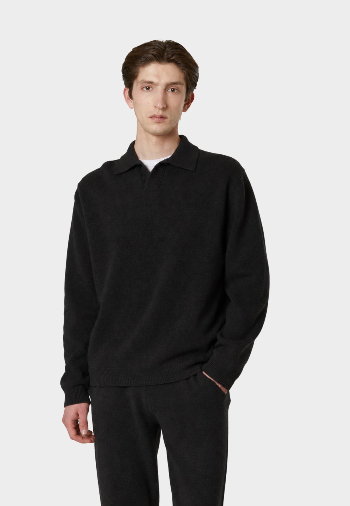 DUNO - Polo senza bottoni in lana merino ultrafine e cashmere 