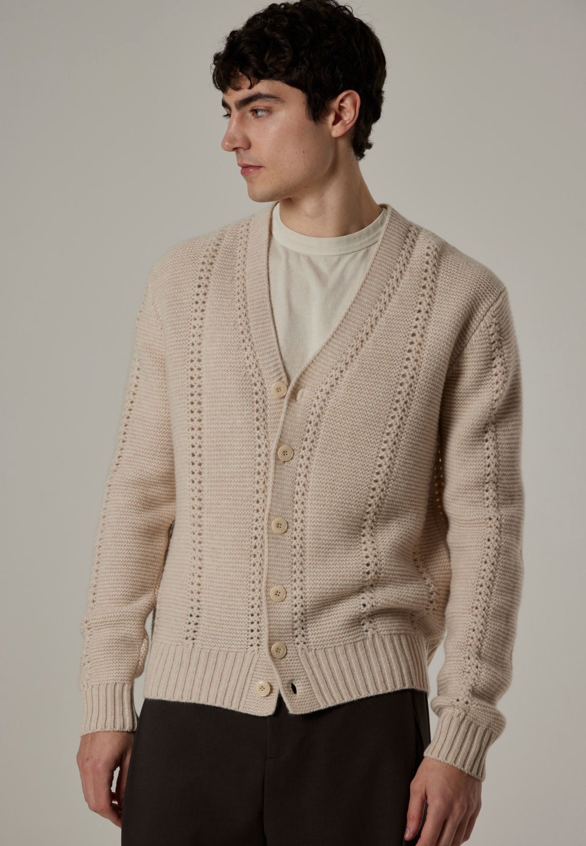 Daniele Fiesoli - Cardigan in Pura Lana Merino a Punto Legaccio e Traforo 