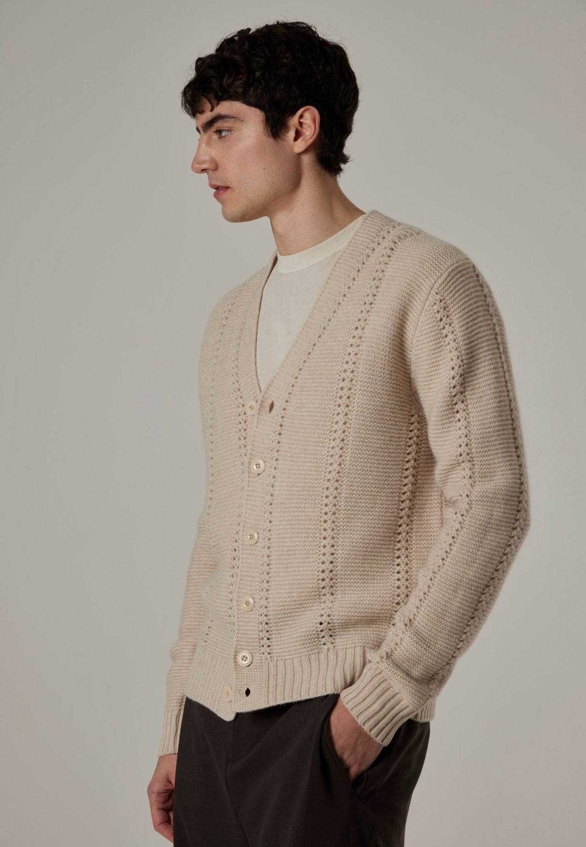 Daniele Fiesoli - Cardigan in Pura Lana Merino a Punto Legaccio e Traforo 