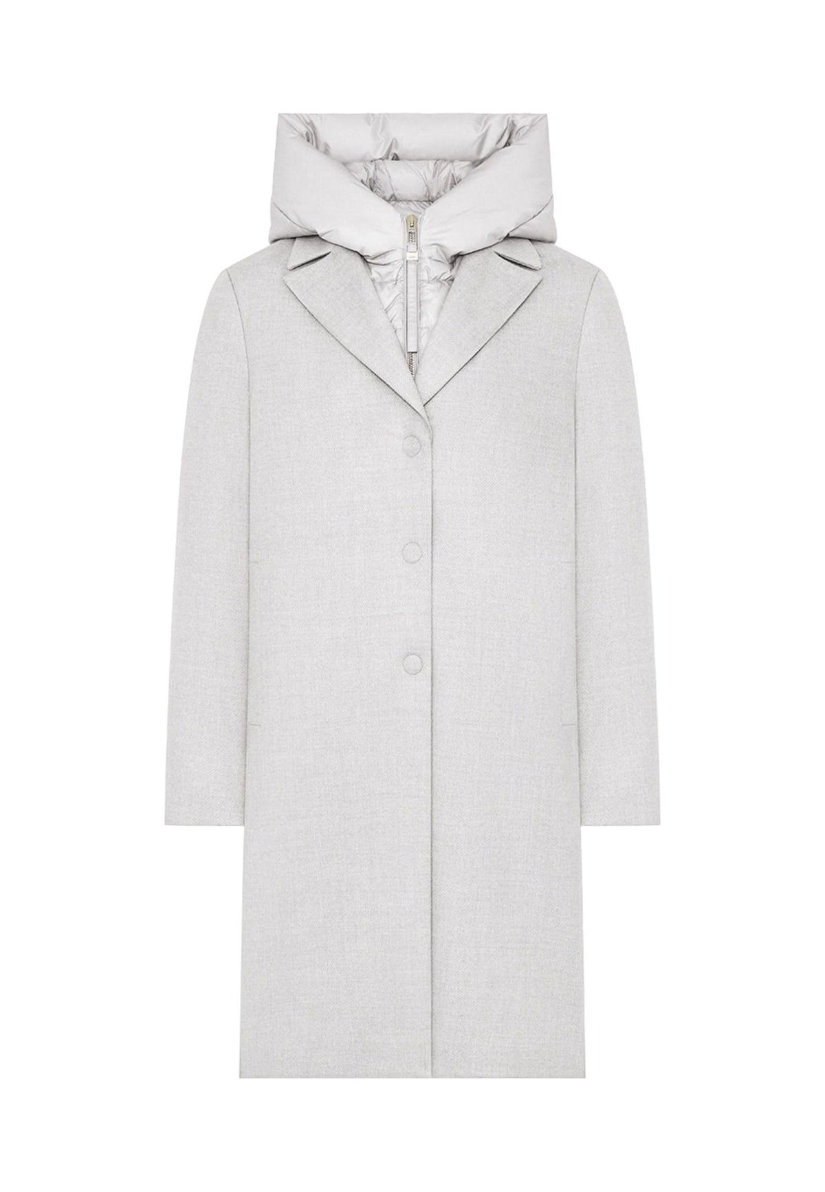 DUNO ARTEMIDE - Cappotto Donna in Lana Tecnica con Pettorina Removibile e Cappuccio 